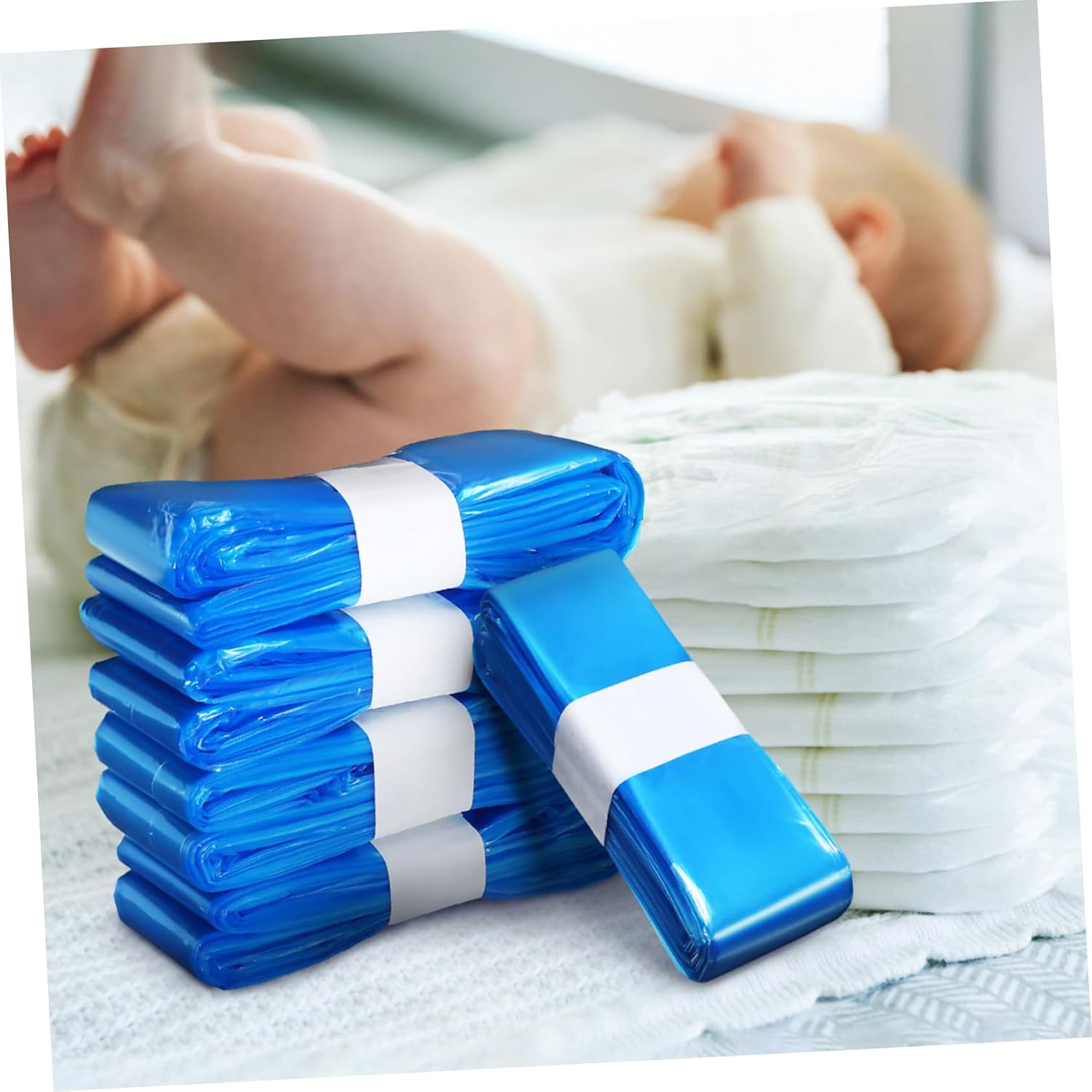 Happyyami 5pcs Odor Diaper Pail Bags Diaper Liners Disposal Bag Refills Trash Pail Accessories Pouch Smell Locking Technology