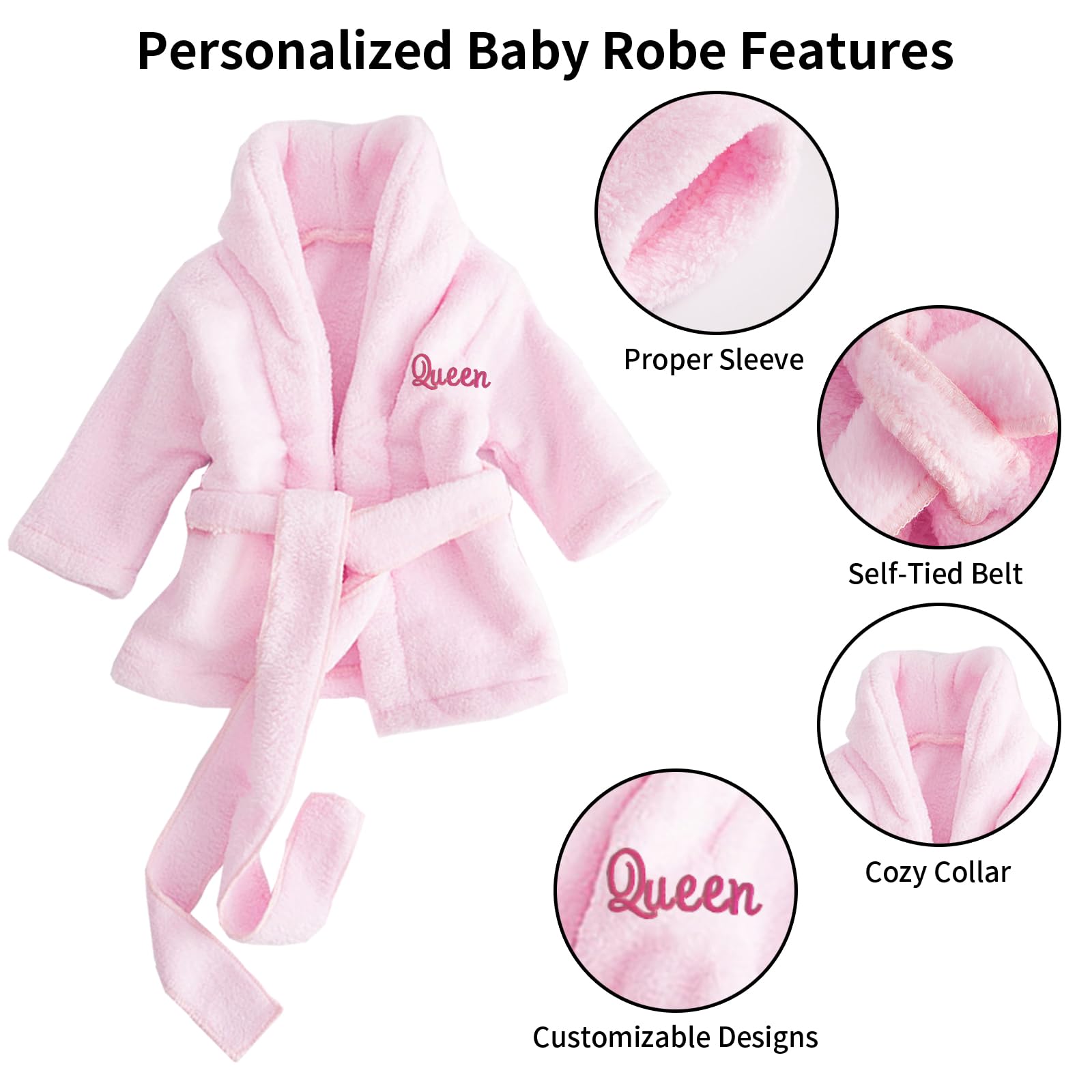 Peignoir bébé personnalisé avec nom brodé, peignoir bébé personnalisé, pour filles et garçons, avec gant de toilette ou chaussons, cadeau pour baby shower, cadeaux nouveau-né, cadeaux d'anniversaire