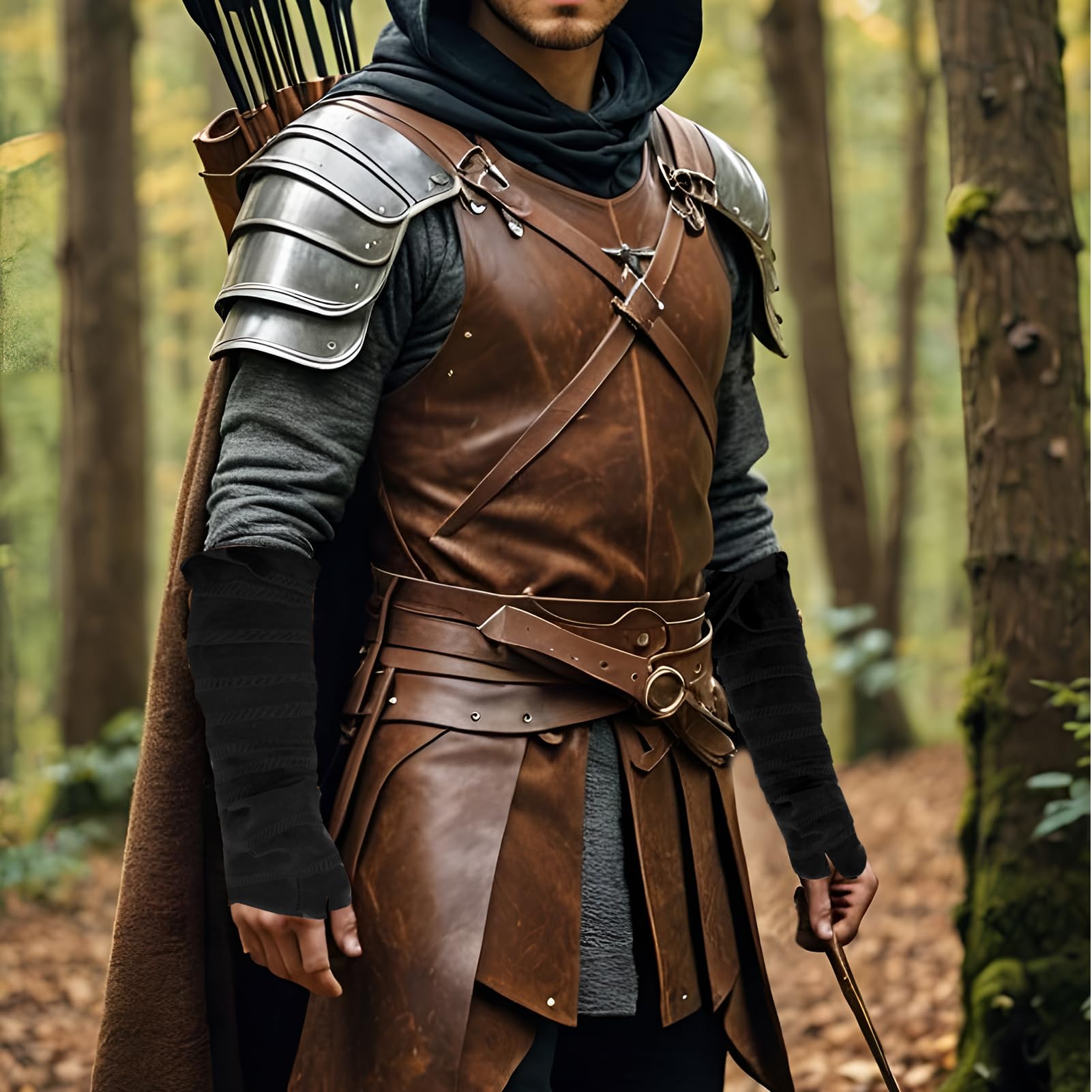 1 Paar Braune Handgelenkschützer aus Wildlederimitat,Mittelalterliche Handschützer Renaissance Kunstleder Armschützer LARP Halloween Cosplay Kostüm Zubehör Renaissance Armschienen