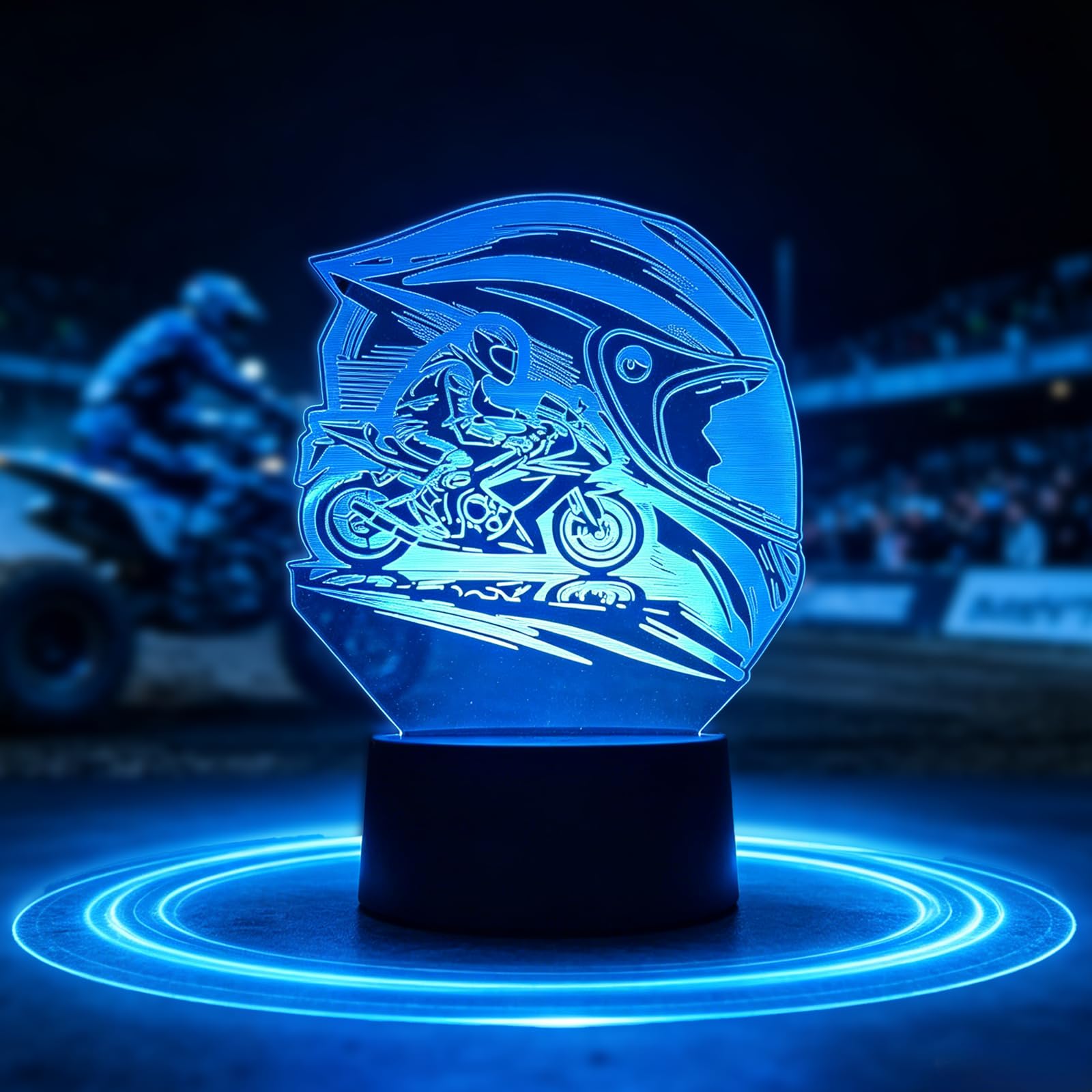 Helmet Motorcycle Night Lights, 7 Colours Changing LED Lamp with Smart Touch, USB Battery Operated, Multifunctional Home Decor, Ideal Christmas Birthday Gift for Boys, Motorcyclists,Motorbike Lovers