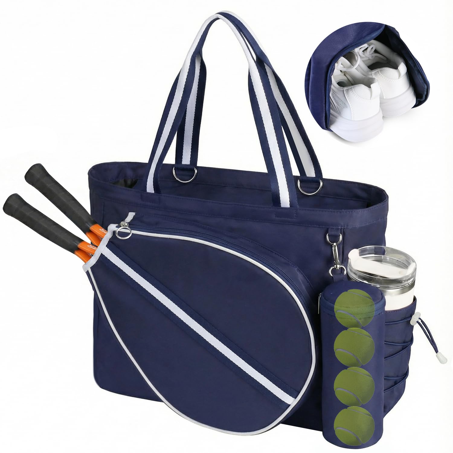 Movker Tennis Bag for Women Men Tote Bag with Shoe Compartment & Wet Pocket, Fits 2 Racke…