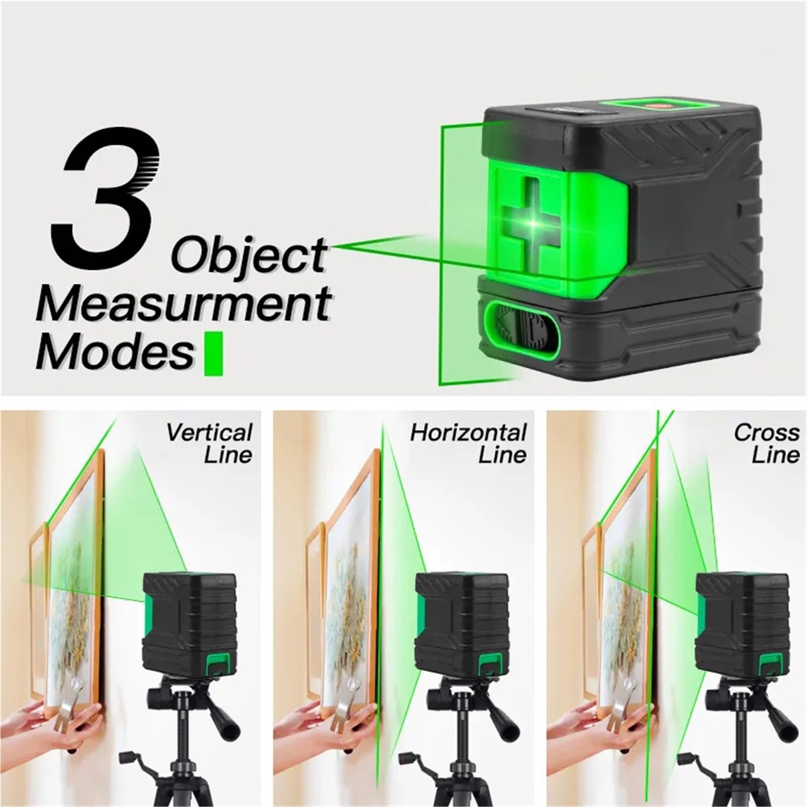 Misuratore di distanza laser, Livella Laser, Luce Ad Alta Intensità, Linea Sottile, Disegno Automatico, Mini Portatile 2-linea Verde, Proiettore