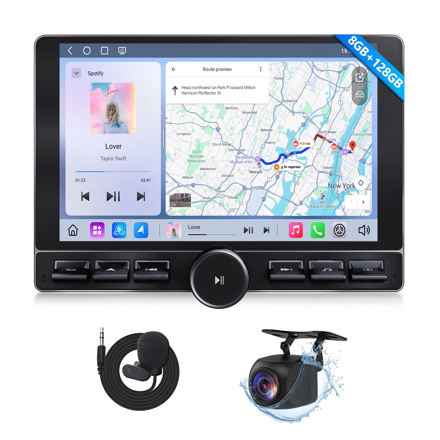 Eonon 8-Core 8GB+128GB Double Din Car Radio, Android 13 Car Stereo with CarPlay/Android Auto, 10.1 Inches QLED Headunit, Bluetooth 5.1, DSP, Opt & Coax Output, 4G LTE, Screen Split-UX6K Pro Max