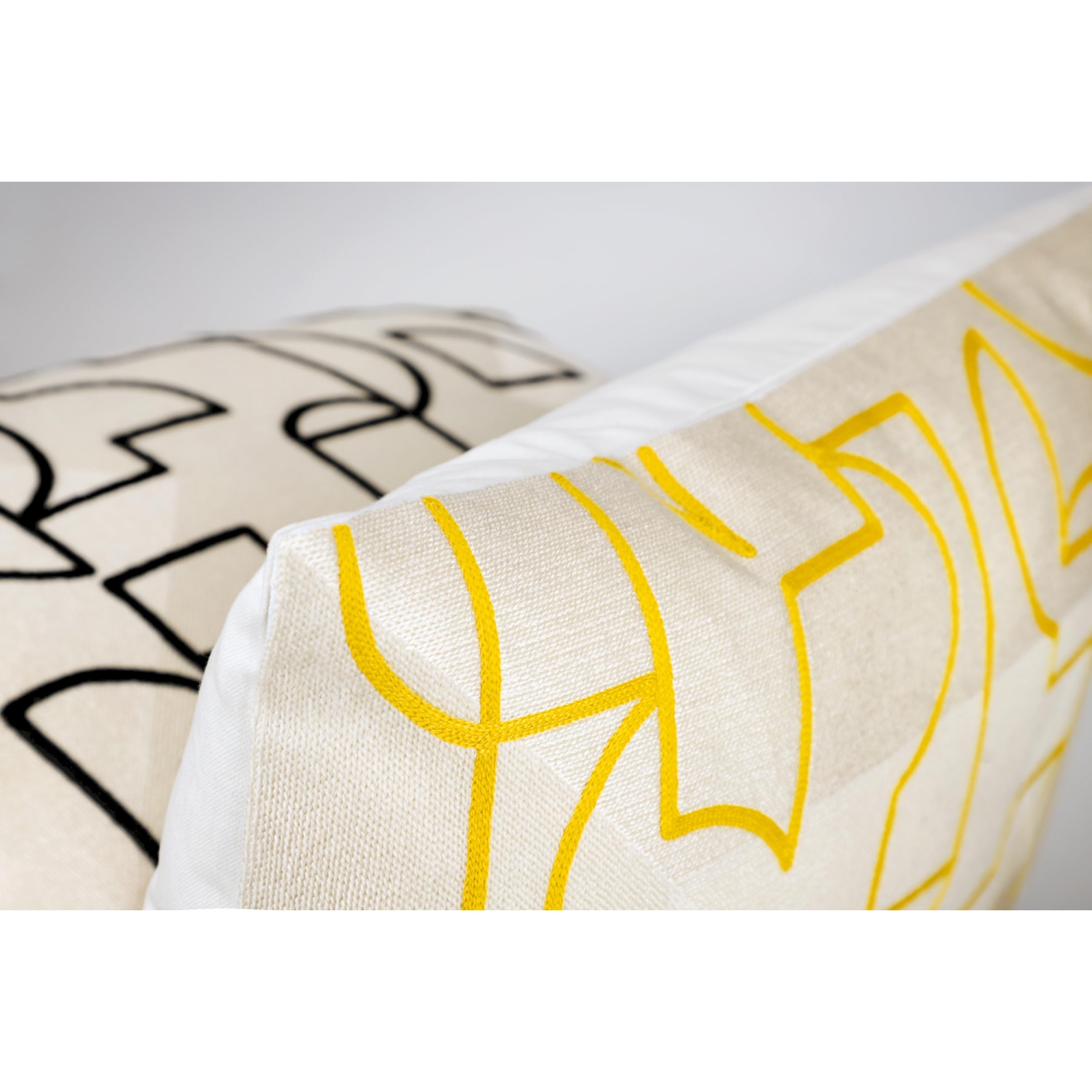 Premium Kissenbezug 40x60cm Gelb - Grafisches Muster - Baumwolle-Mischgewebe - Weiche & strapazierfähige Kissenhüllen mit Reißverschluss - Kissenbezüge perfekt für Deko-Kissen, Sofa & Bett