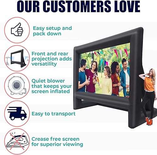 Miniatura 7 de Pantalla de proyector de 22 pies  Pantallas inflables de cine para cine al aire libre e interior  Incluye cuerda, soplador, estacas de tienda de