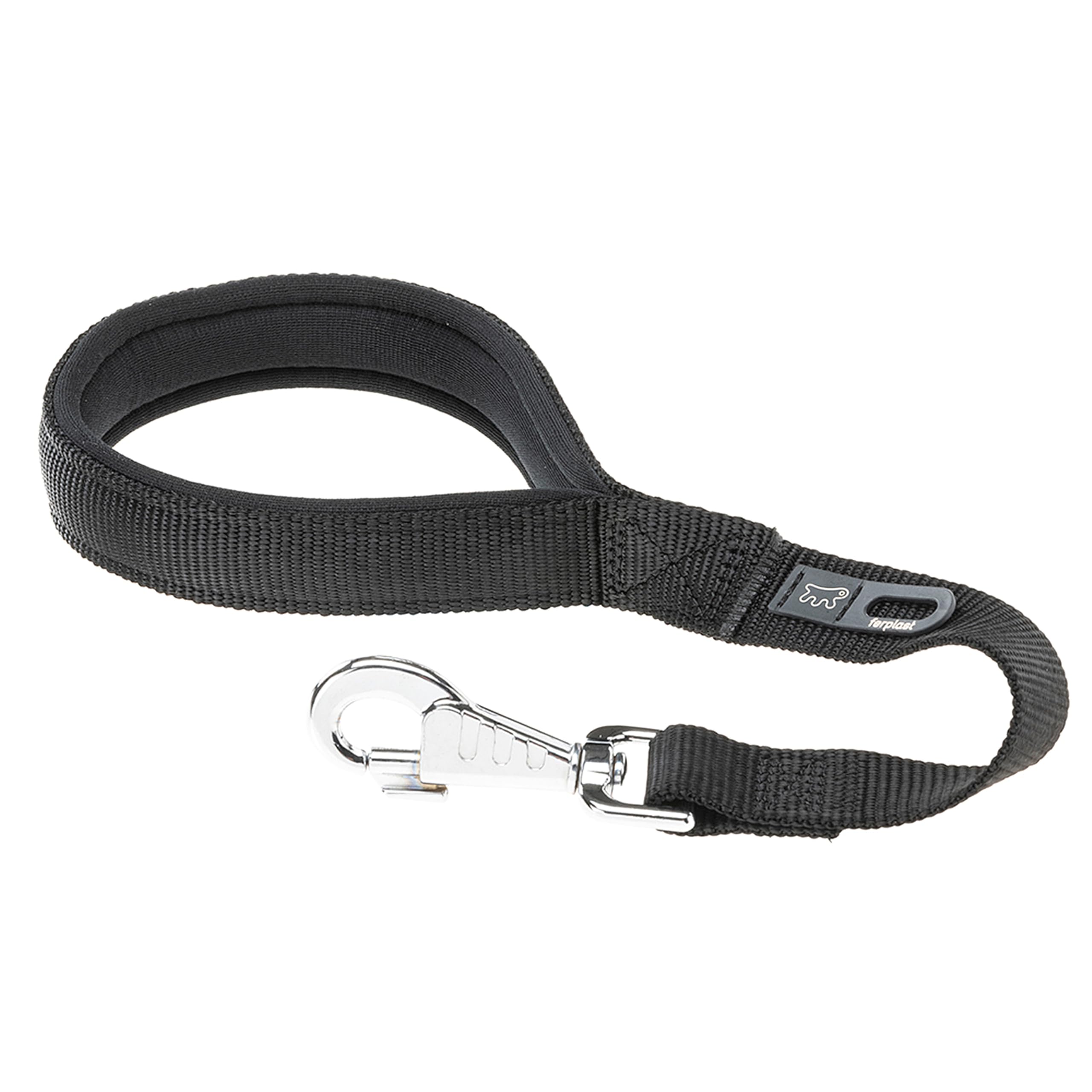 Ferplast Daytona GM Guinzaglio per Cani Extraresistente - Morbida Impugnatura Imbottita - Pratico Porta Sacchetti Igienici - Antiabrasione - Design Italiano - 45 x 2,5 cm, Nero