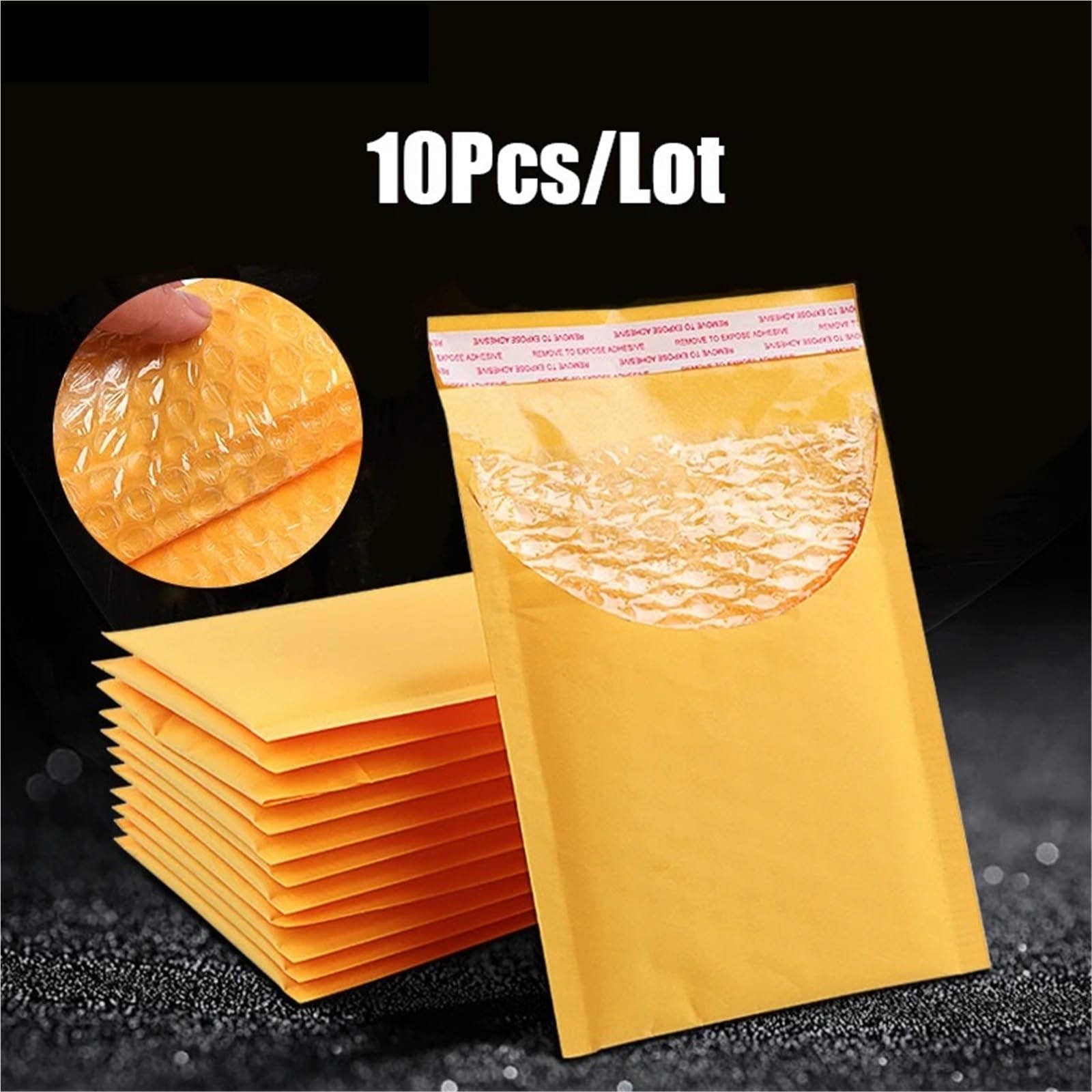 Luftpolsterumschläge 10 Stück gelbe Luftpolsterumschläge aus Kraftpapier, Verschiedene Spezifikationen, Versandtaschen, gepolsterter Versandumschlag mit Luftpolsterversandtasche(25 * 30cm)
