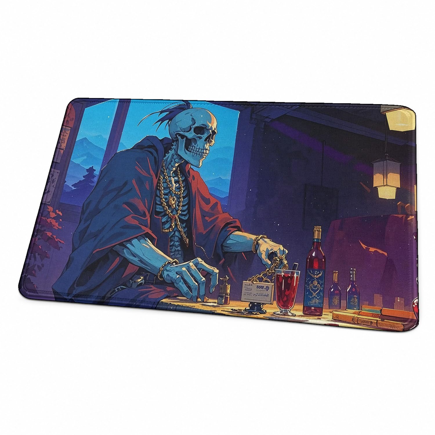 MTG Playmat, Fantasy Forest Landscape TCG Game Mat with Zones, 24 x 14 Inch HD Dense Fine Weave Surface, Non‑Slip Rubber Backing With Storage Bag for Card Games (Skull No Zones) — image 1