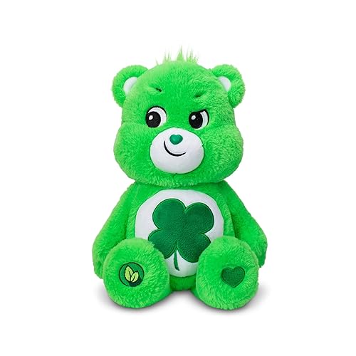 Oso de Peluche Care Bears 14" Oso de Suerte - Tamaño Mediano - Peluche Verde para Edades 4+ – Perfecto Animal de Peluche para Fiestas Navideñas, Regalo de Cumpleaños, Super Suave y Acurrucable – Regalo para Niñas y Niños, Coleccionistas