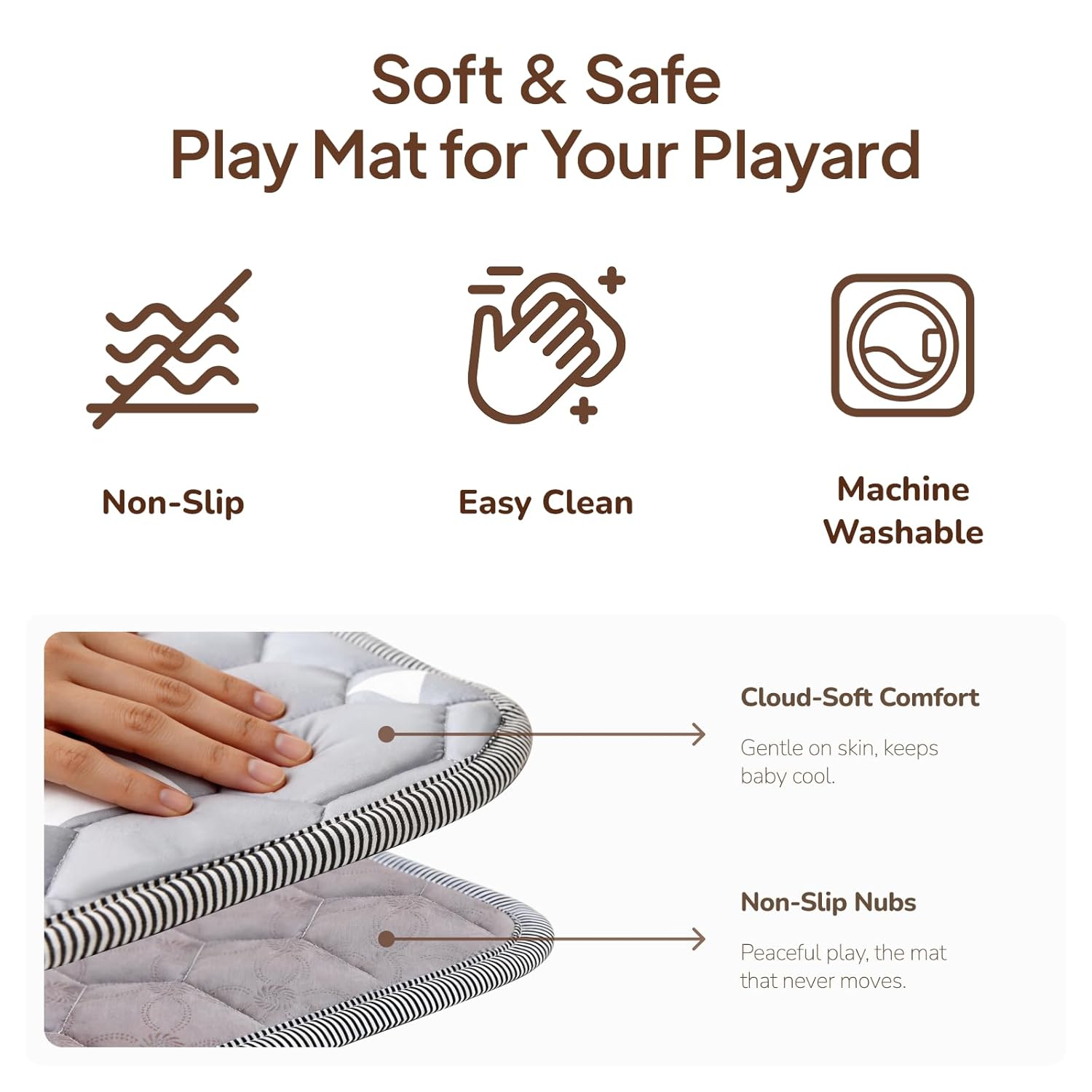 Tinyiota Foldable Baby Playpen with Mat, 50x50 Inch Portable Play Yard for Babies and Toddlers with Soft Breathable Mesh, Storage Bag & 2 Pull-Toy Handles for Indoor & Outdoor (Gray)