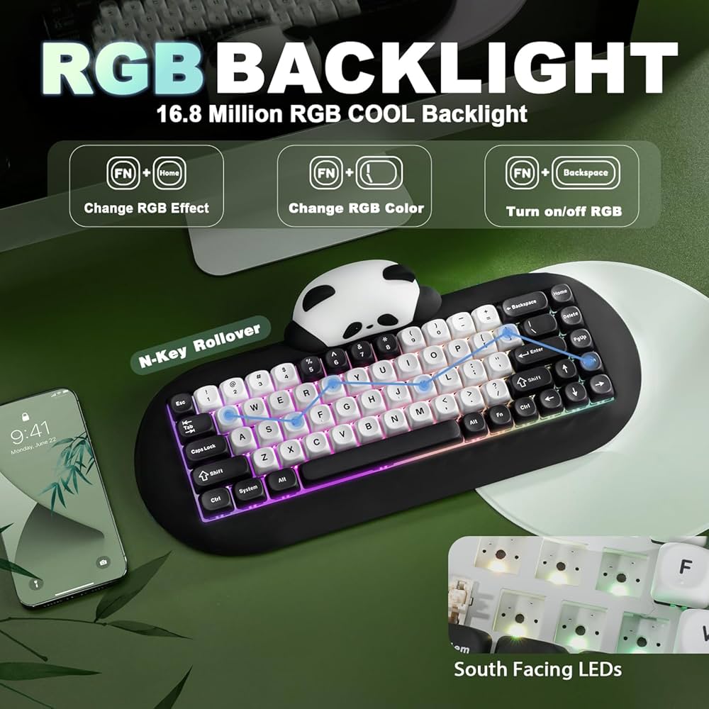 bbanghuang✨ Amazon.com: YUNZII C68 Panda Wireless Mechanical Gaming