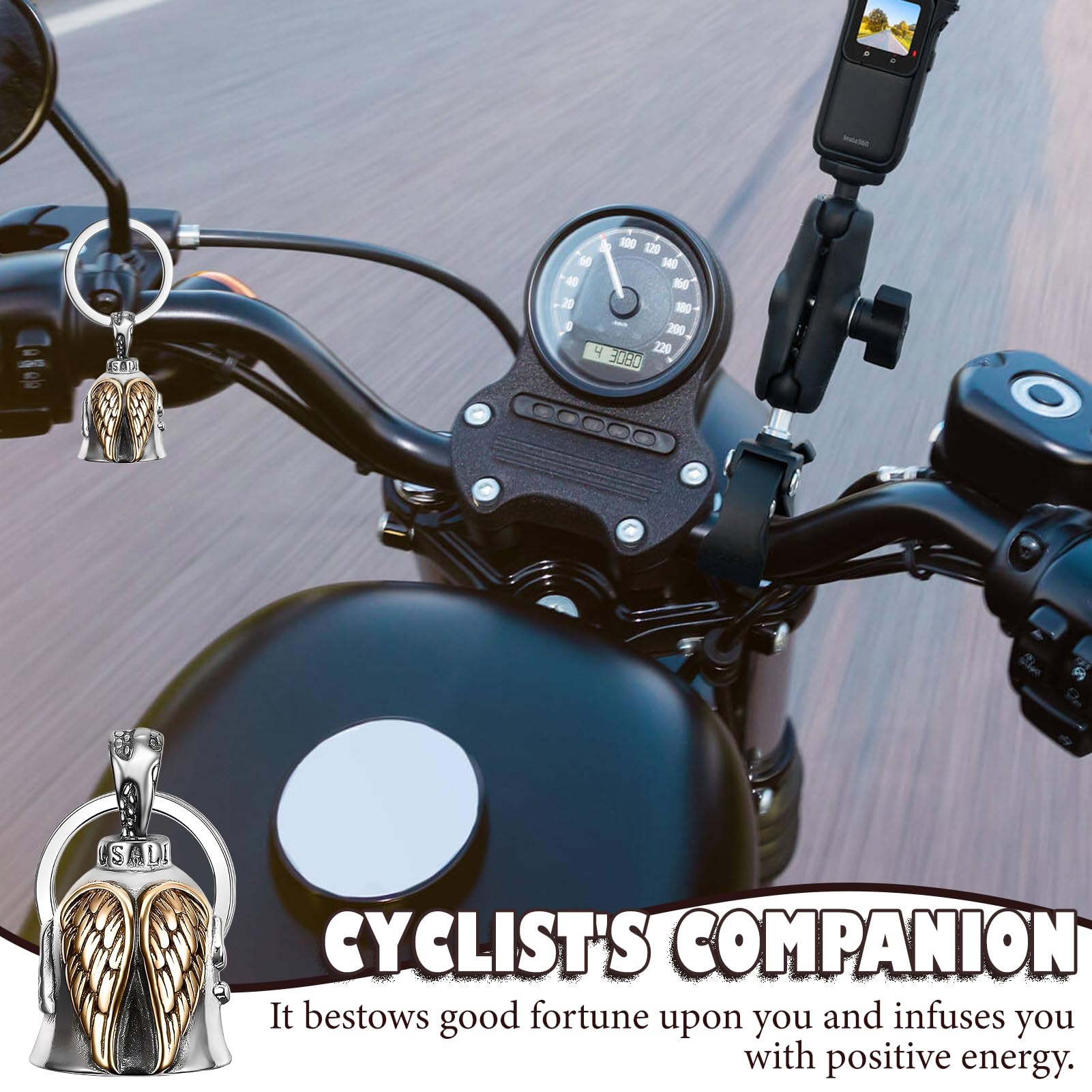 Campanilla Guardian Biker Bell, Campana de Motocicleta Portatarjetas, Campana de Motocicleta para Llavero, Campana de Motocicleta de Acero Inoxidable, Accesorio para Colgar Campana de Motocicleta — view 5