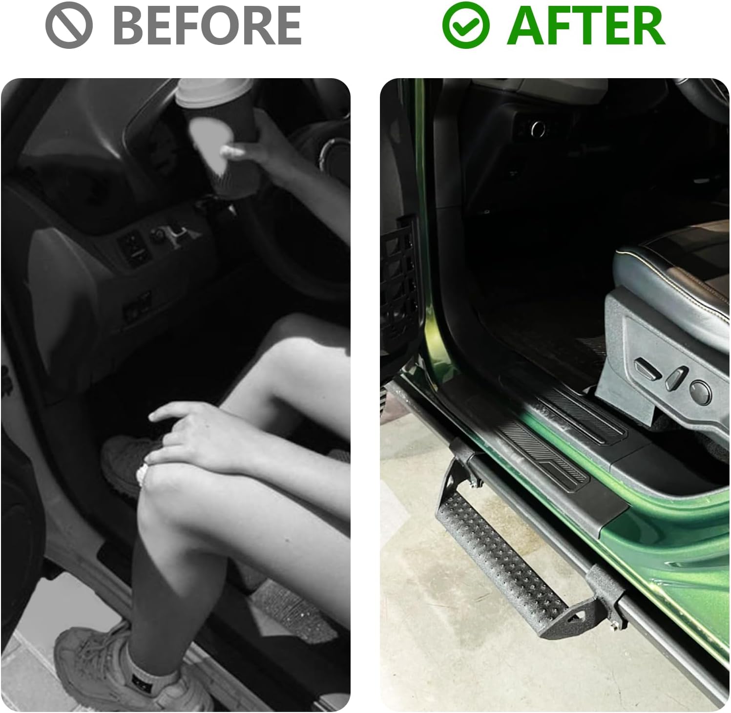 2 Door Add on Running Boards Side Steps for Ford Bronco 2021 2022 2023 2024 Black Side Steps Non-Slip Rust Prevention