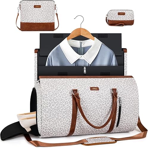 Miniatura 8 de Bolsa de lona convertible para ropa de viaje, de mano, con bolsa de aseo personal, bolsa grande de fin de semana para hombres y mujeres, 2 en 1,