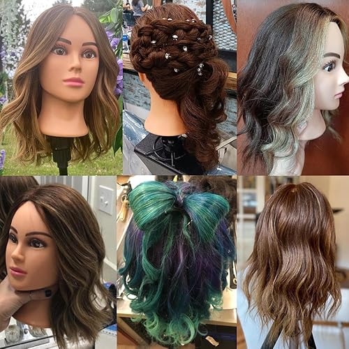 Miniatura 6 de Hairingrid Cabeza de maniquí de 20 a 22 pulgadas, 100% cabello humano, peluquero, cosmetología, maniquí, cabeza de entrenamiento, cabello y soporte