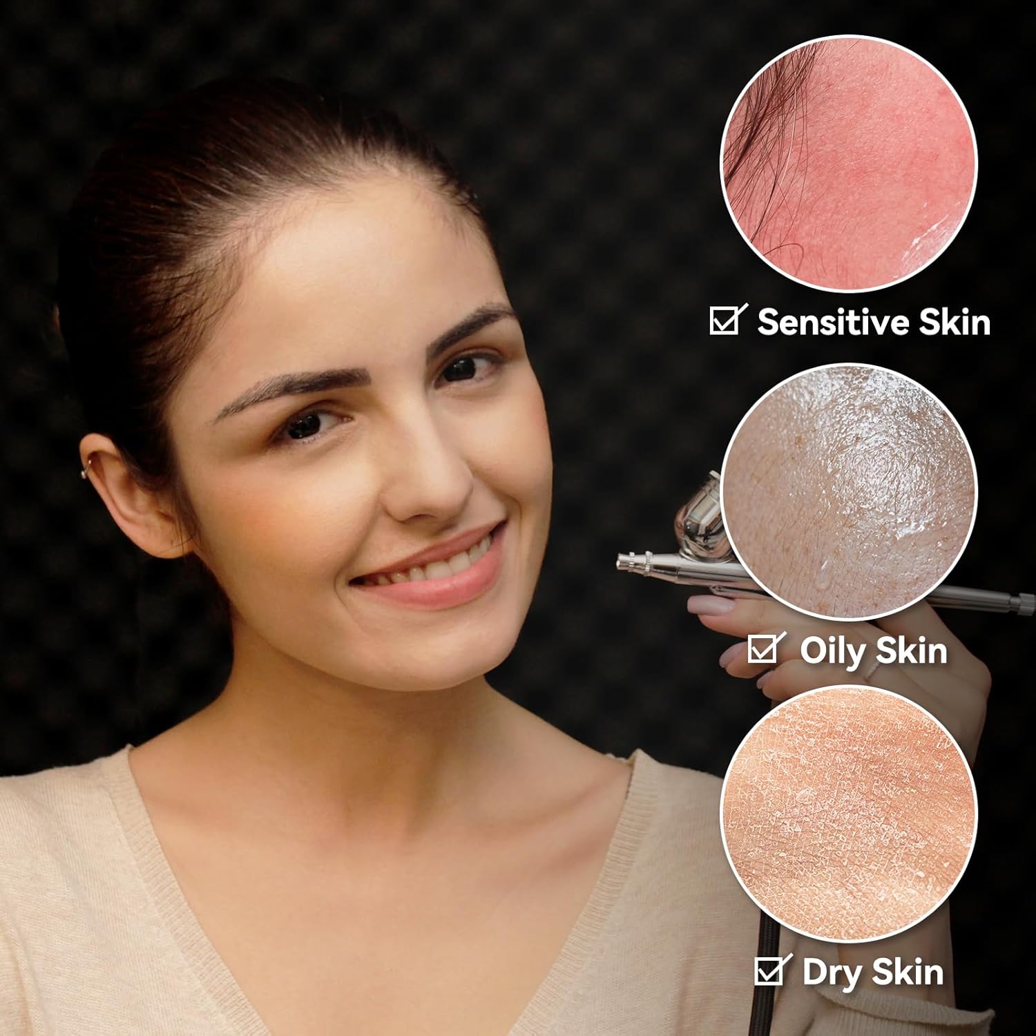 OPHIR 7x Airbrush Makeup Foundation, Air Brush Foundation for Air Brush Makeup, Includes Lvory & Natural White, Light Brown, Medium Tan, Porcelain White & Medium Dark,1oz/Bottle - Image 5