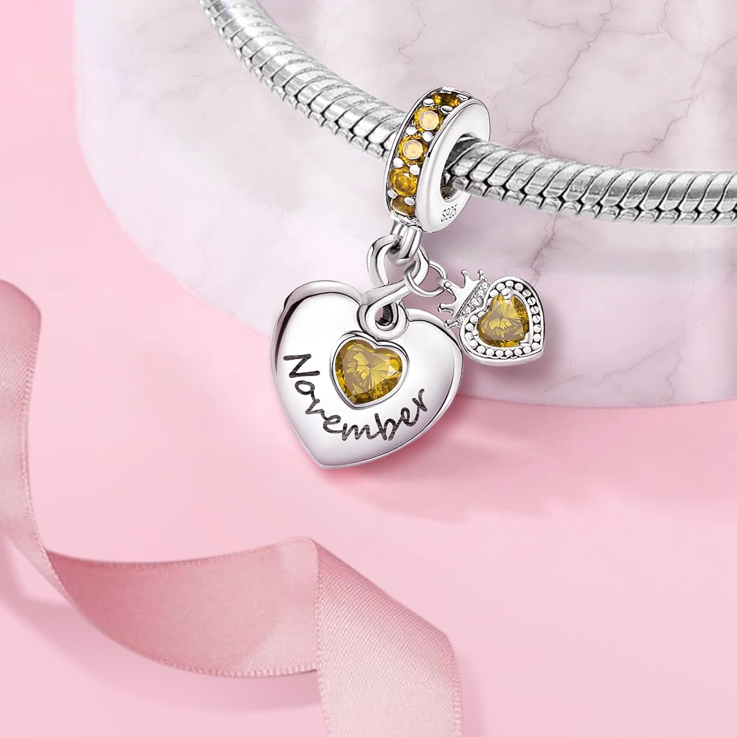 Birthstone Charms for Bracelets and Necklaces S925 Sterling Silver Charm Bead For Family Birthday Women Jewelry Present - Image 3