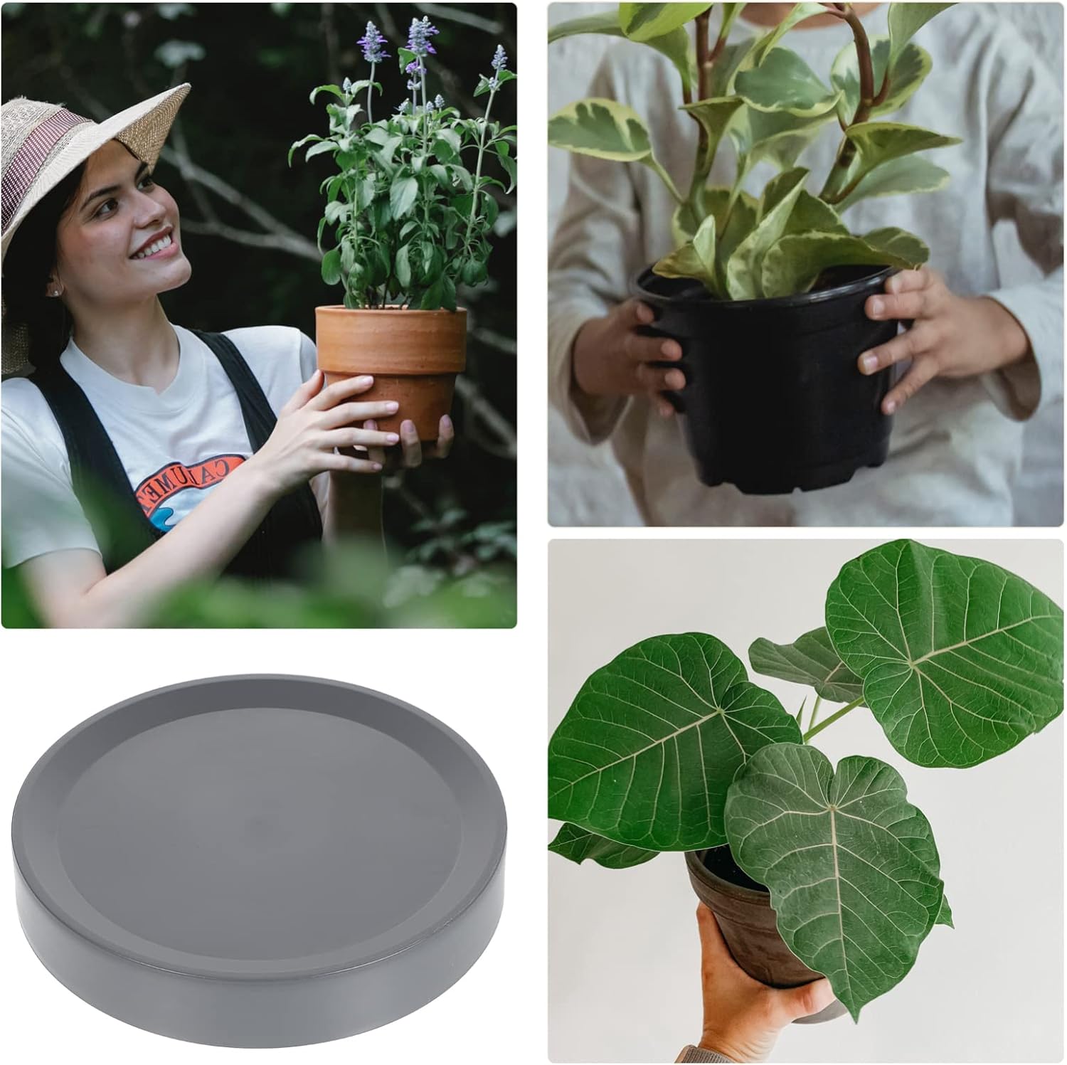 Cabilock Plant Stands Round Plant Stand Garden Patio Rolling Plastic Planter Holder Flower Pots Base Tray with Wheels