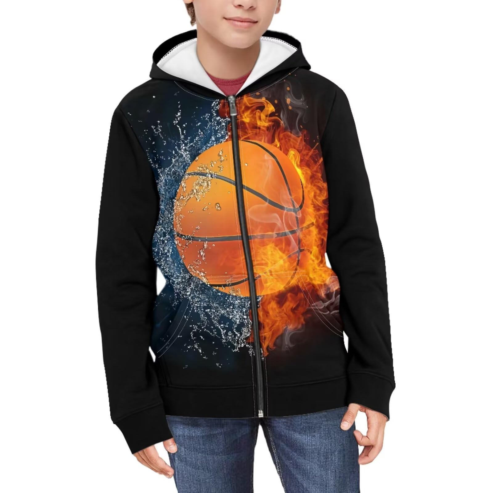 Suobstales Kids Soft Zip-Up Hoodie for Boys 6-16 Years Hooded Sweatshirt Fall Cardigan Jacket with Pockets