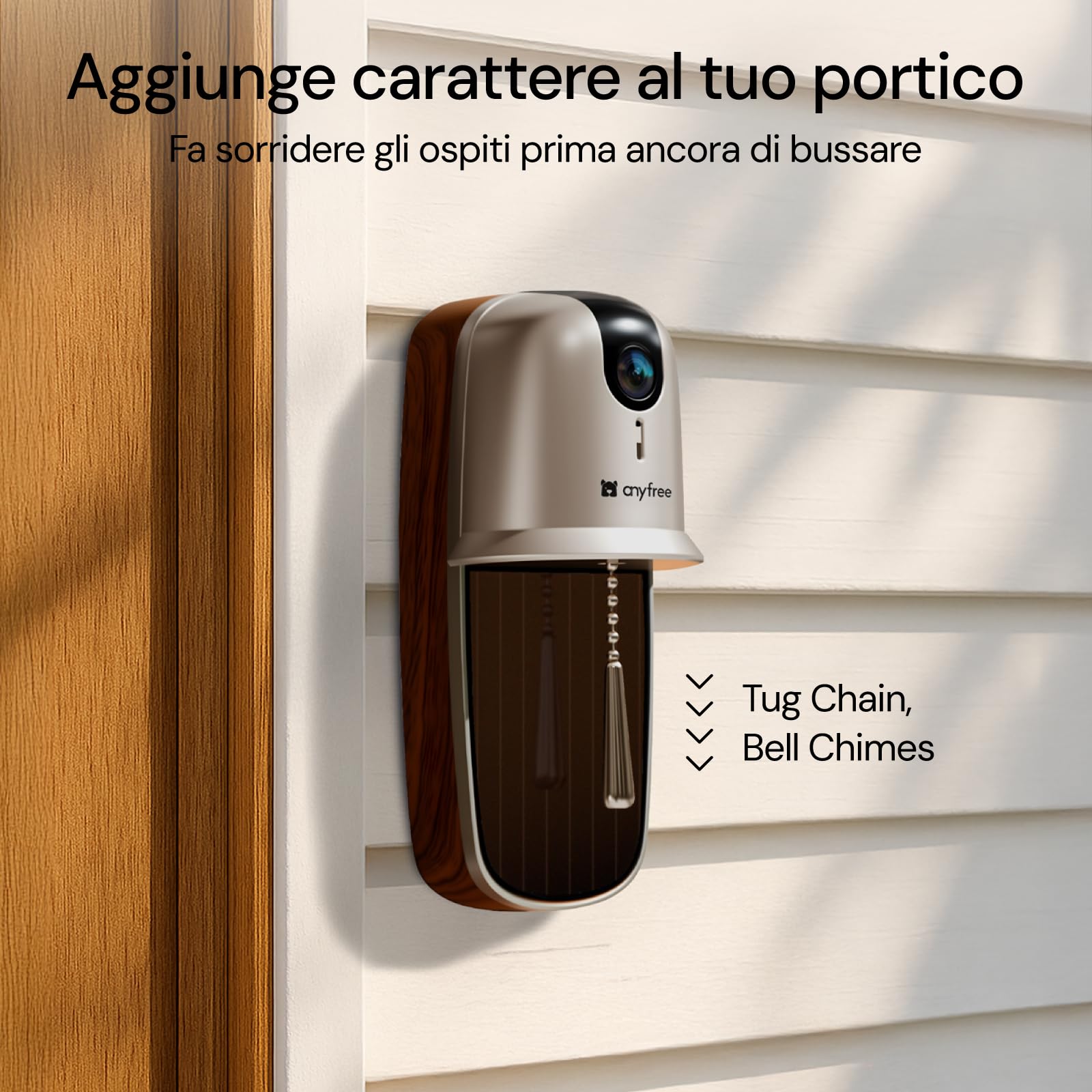 anyfree Videocitofono Wifi Campanello Senza Fili da Esterno,Videocitofono Wifi da Esterno,Rilevamento Intelligente delle Persone,Audio Bidirezionale,Supporta il Wifi a 2,4/5GHz (Oro)