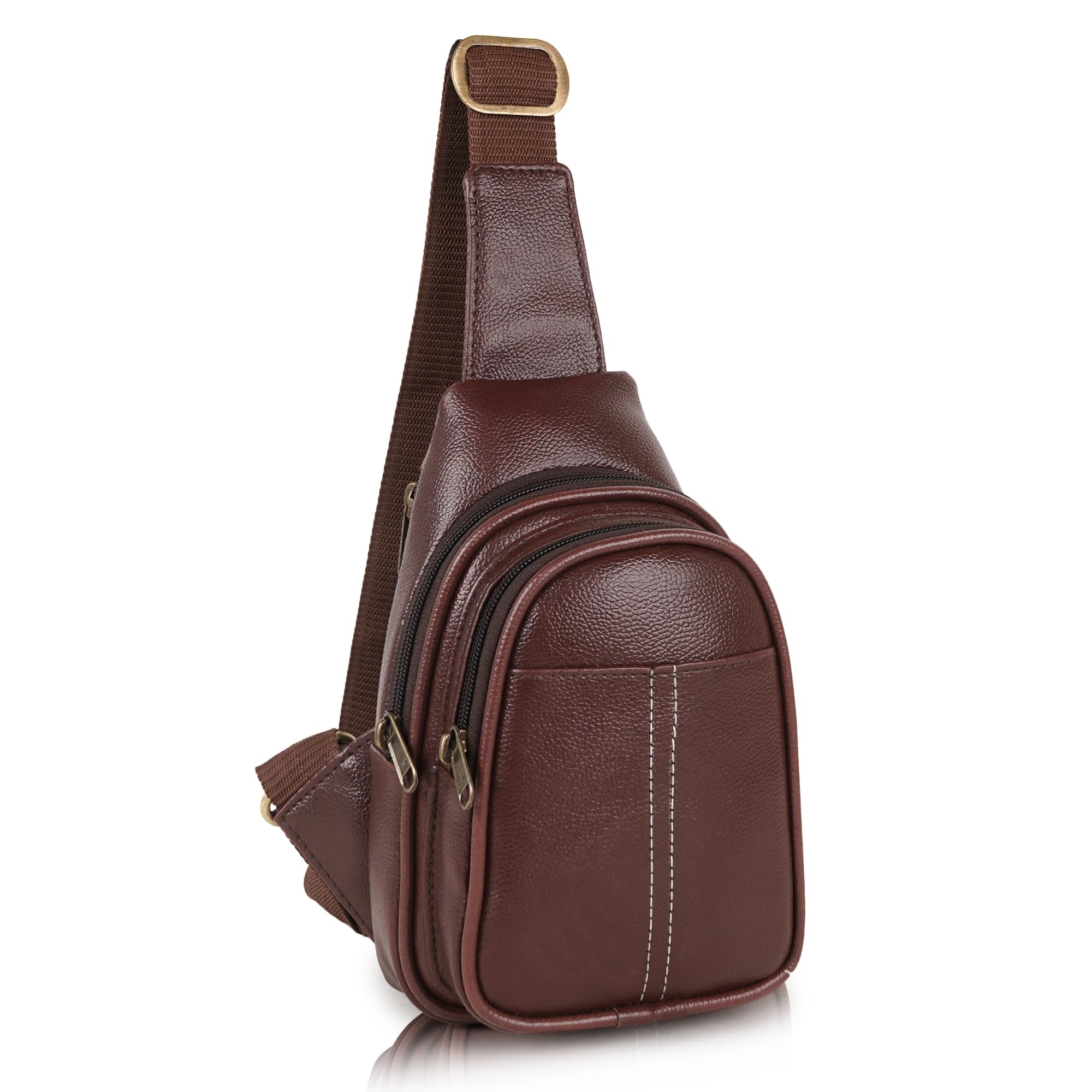 Half Moon Echelon Crossbody Sling Bag for Men Slim Vegan Leather Chest Bag for Men Women for Upto 8-inch iPad Small Shoulder Side Bag Water-resistant Mobile Passport Bag Travel Office (Brown) (B0D8T1V2MT) Amazon Price History, Amazon Price Tracker
