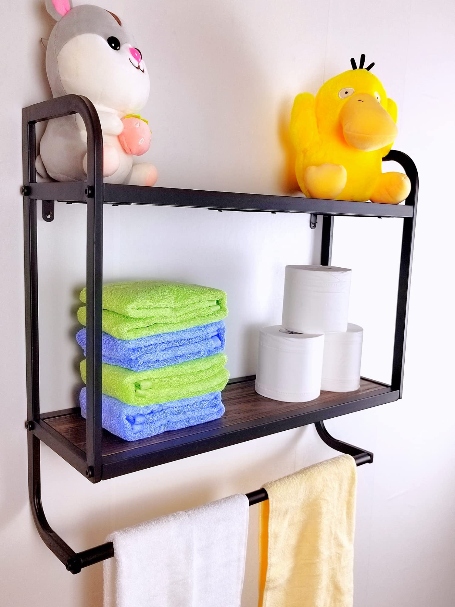 Photo 1 of 2-Tier Bathroom Shelves Wall Mounted,23.6"L x 7.87"W x 22.8"H, Rustic Wall Shelf