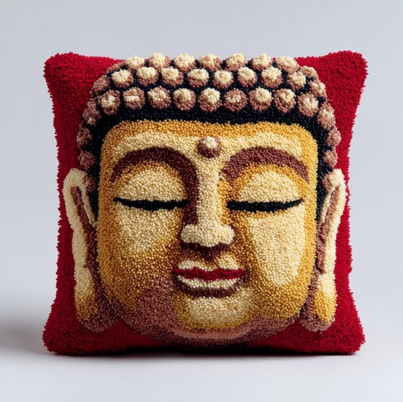 WallustrioaW Latch Hook Pillow Kits 43x43cm,Buddha Statue