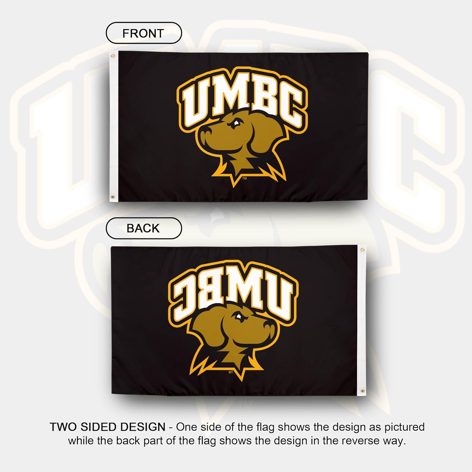 Desert Cactus University of Maryland Baltimore County UMBC Flag - 3 x 5 Feet Retrievers Banner, Indoor/Outdoor Durable Fabric, 100% Polyester Design (Style 1) - Image 2
