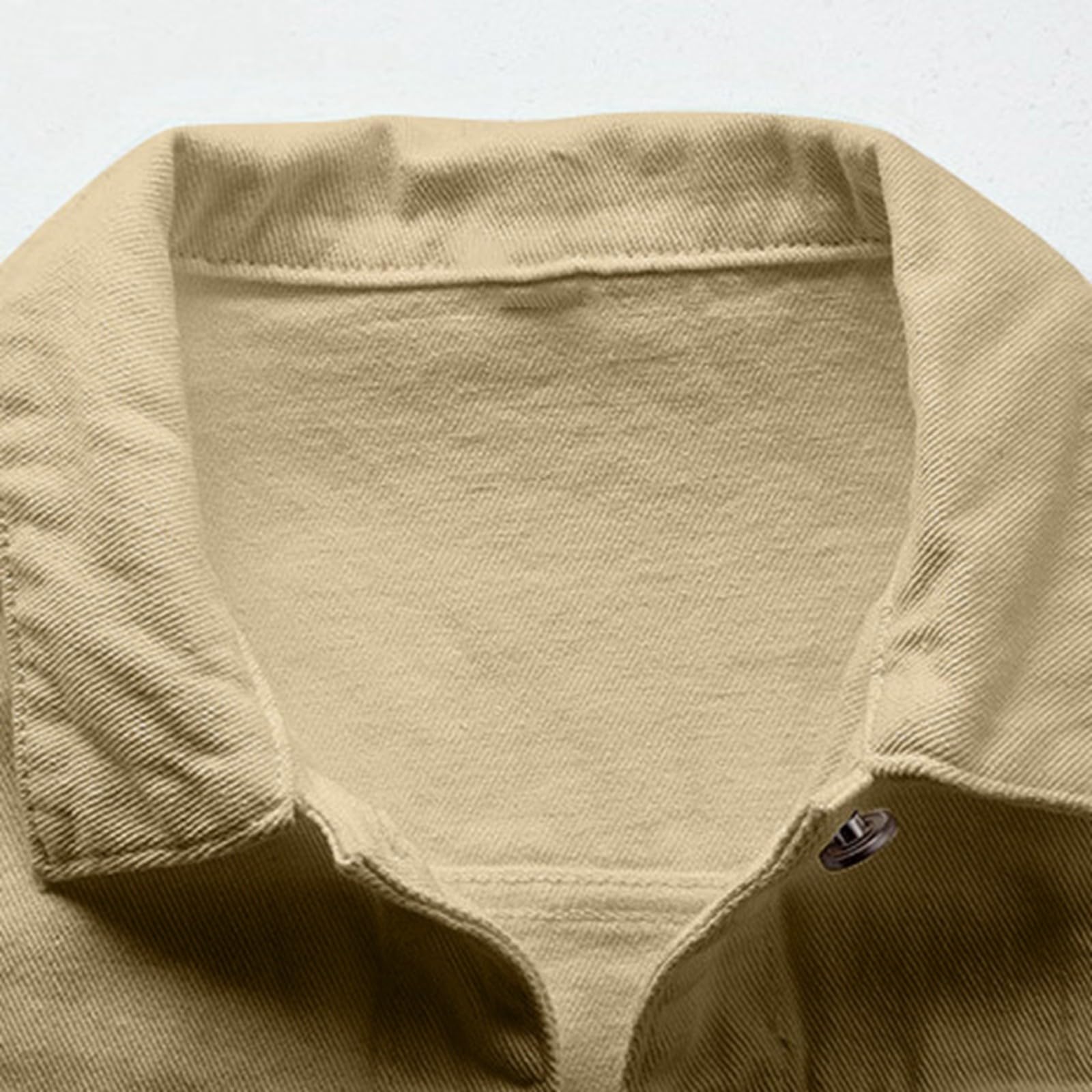 Generisch 2026 Chaqueta vaquera para mujer con bolsillos grandes, cierre de botones, abrigo corto monocolor, versátil y combinable para el día a día