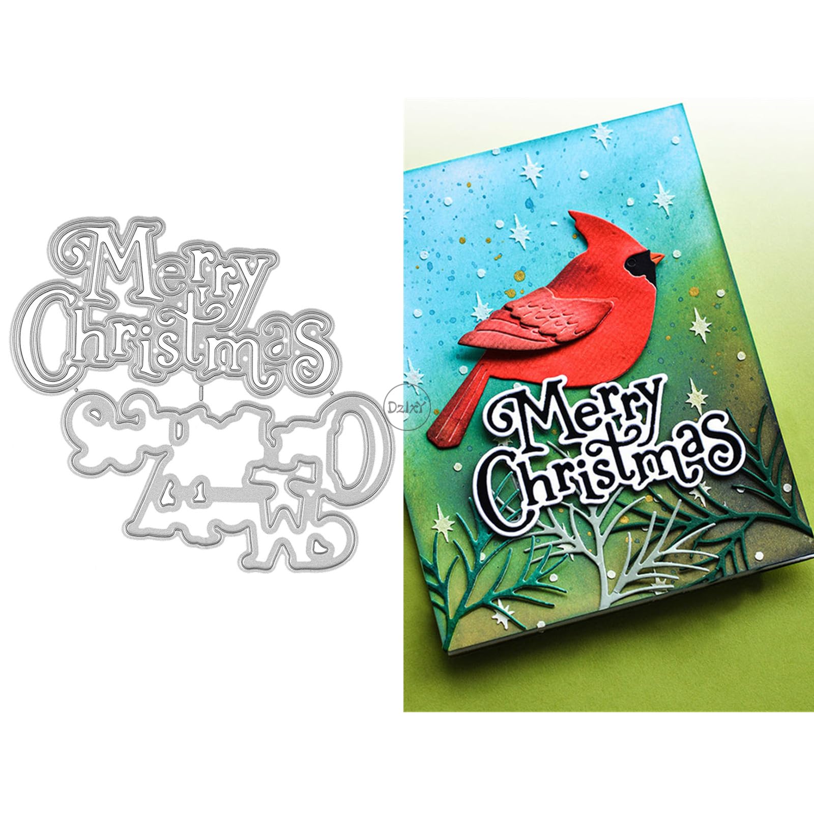 Shadow English Words Merry Christmas Metal Cutting Dies for Card Making