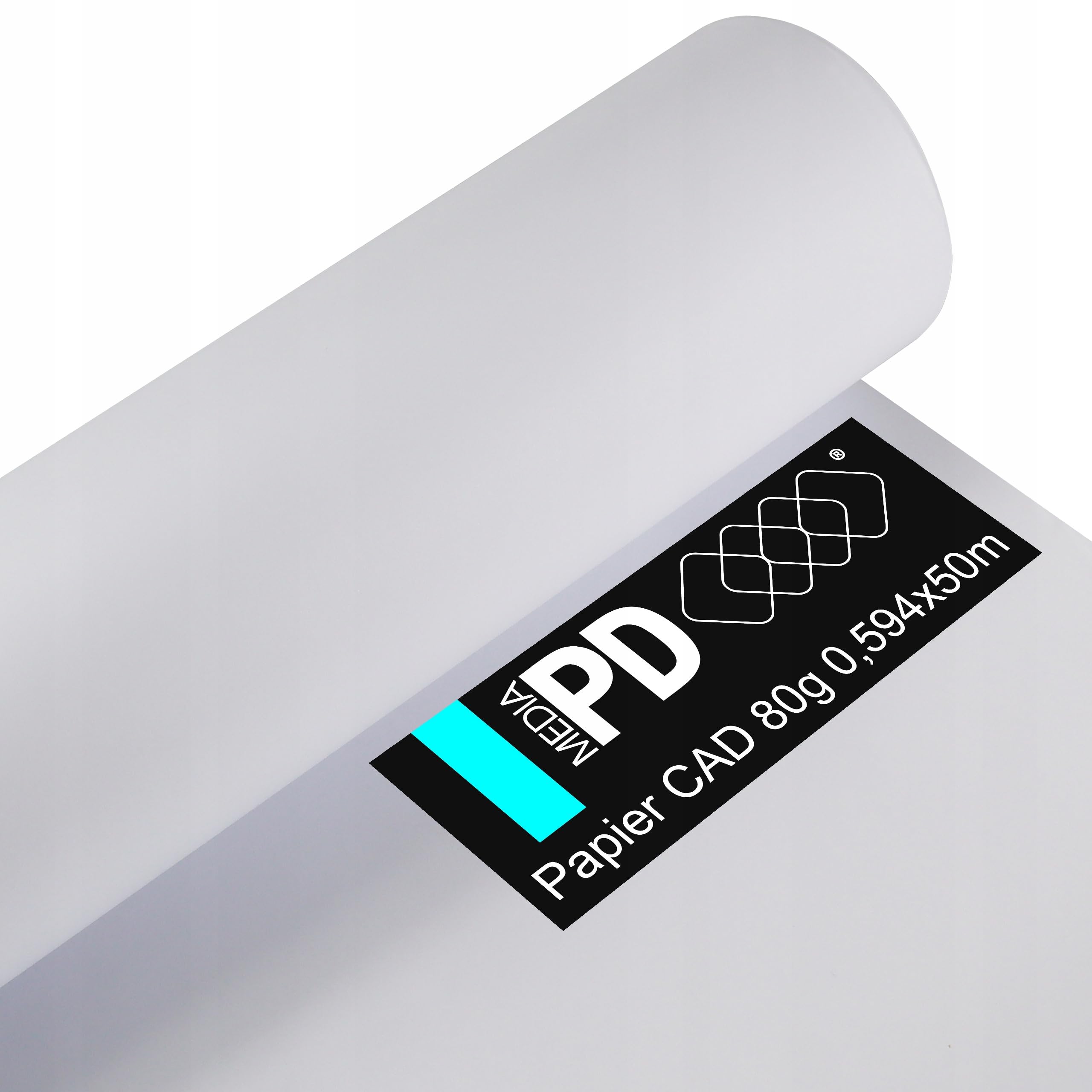 PD Media Plotterpapier Großformatpapier - 1 Rolle 50 m x 594 mm - CAD-Bond-Rollen Papier - 80 g / m2 Weiß