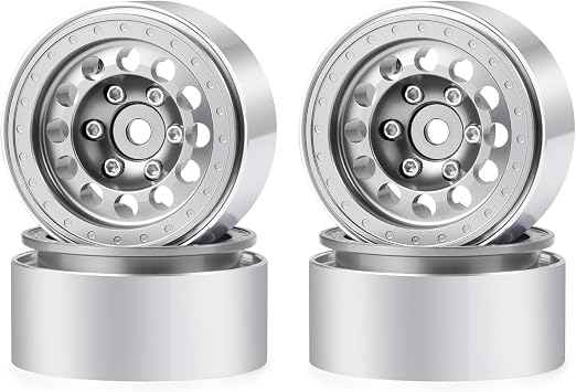1.3inch beadlock wheels Aluminium RC Rims for 1/18th TRX4M 1/24th Axial SCX24 RC Crawler Car Upgrade Parts Silver