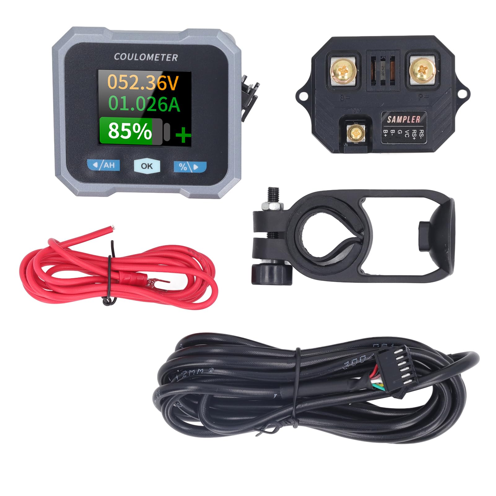 Smart Battery Monitor with Shunt 50A 10‑100V HD Color LCD Display Power Voltage Current Remaining Capacity Waterproof BT Monitoring for RV Boat Cars Electric Motorcycles