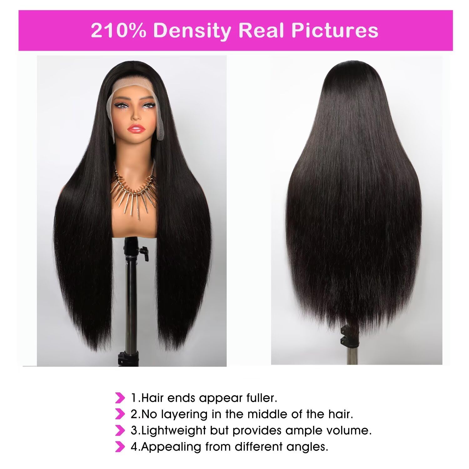 Lemoda 13x6 Straight Lace Front Wigs Human Hair 180% Density 13x6 HD Transparent Lace Frontal Wig Pre Plucked 14A Brazilian Virgin Human Hair Wigs for Women 20 Inch - Image 3
