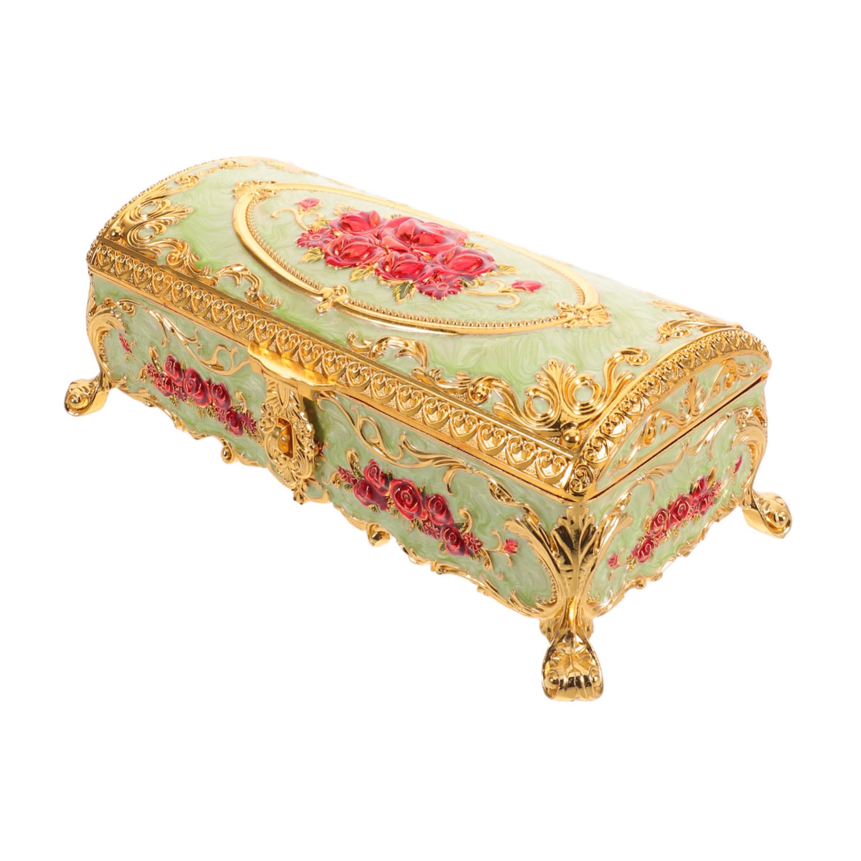 Operitacx Scatola Portagioie Vintage Smaltata Rettangolare in Lega di Zinco con Design Stile Corte Reale, Struttura Stabile e Resistente allo Sbiadimento, per Uso Personale e Arredamento