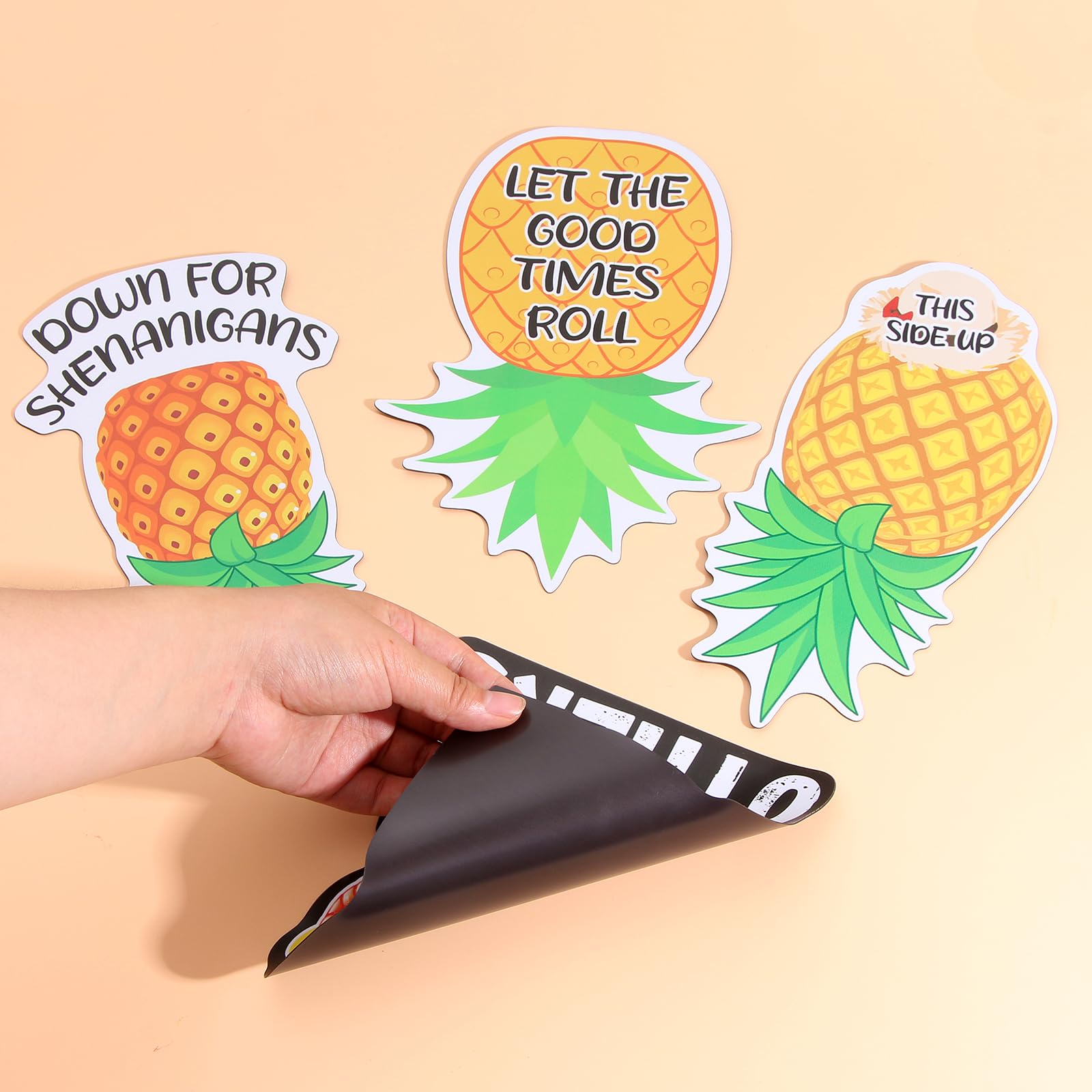 4 Pcs Upside Down Pineapple Magnet - Pineapple Decor Magnetic Stickers for Cruise Doors, Cabin，Refrigerators, and Cars