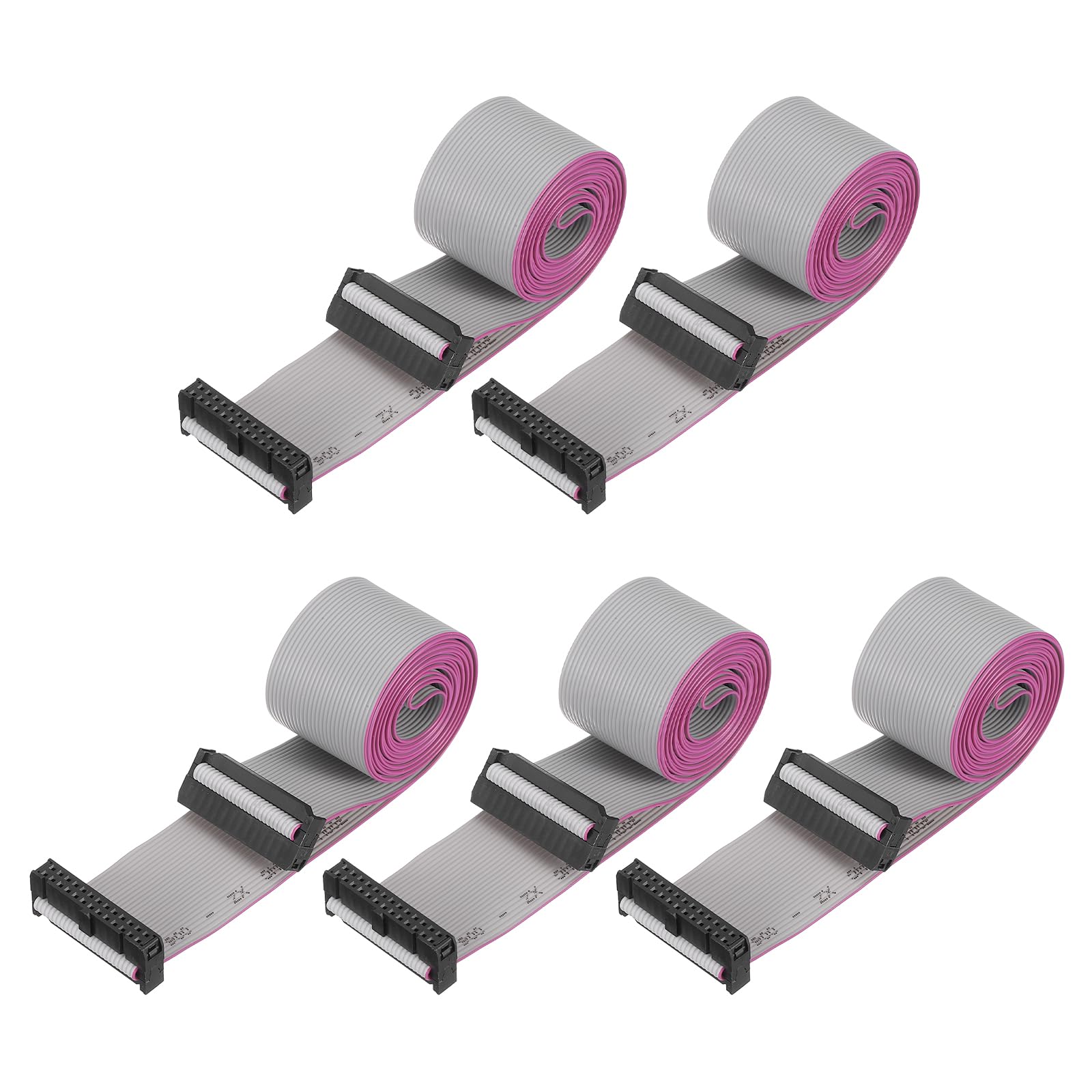 MECCANIXITY Płaski kabel ze złączem IDC, 26-pinowy, rozstaw 2,54 mm, długość 1,5 m, podwójne złącze żeńskie FC do FC, płaski kabel do elektroniki przemysłowej, szary