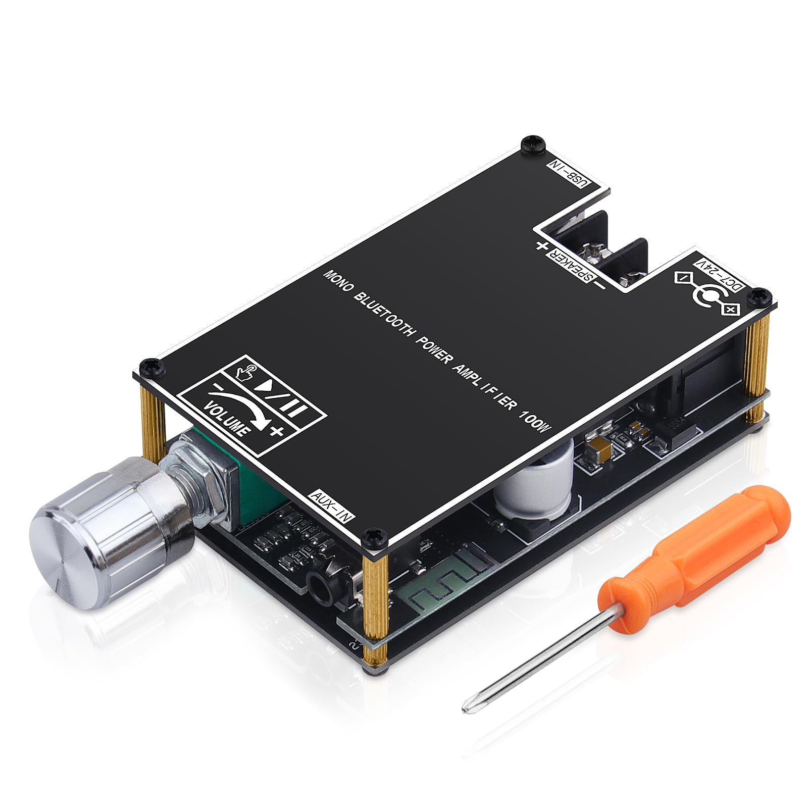 ZK-1001B Bluetooth Amplifier 100W Mono AMP Mini Audio Power Amplifier Module with TWS Box Matching Function, BT/AUX/USB Input, DC 7-24V DIY Speaker System Amplifiers Kit for Home Car