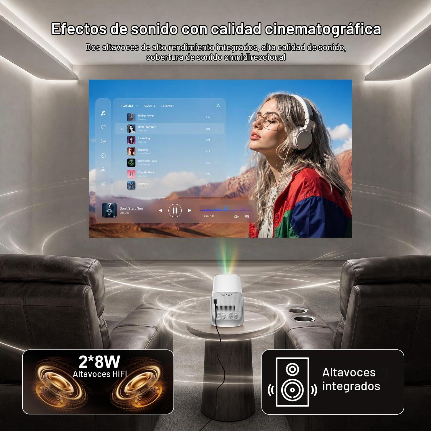Salange Proyector X5AR FHD 1080P, 4K suport 26000L con Altavoz de 16 vatios | Portátil Exterior Proyector Inteligente Android 14, con WiFi6 , Corrección Trapezoidal del Enfoque Automático Cine en casa