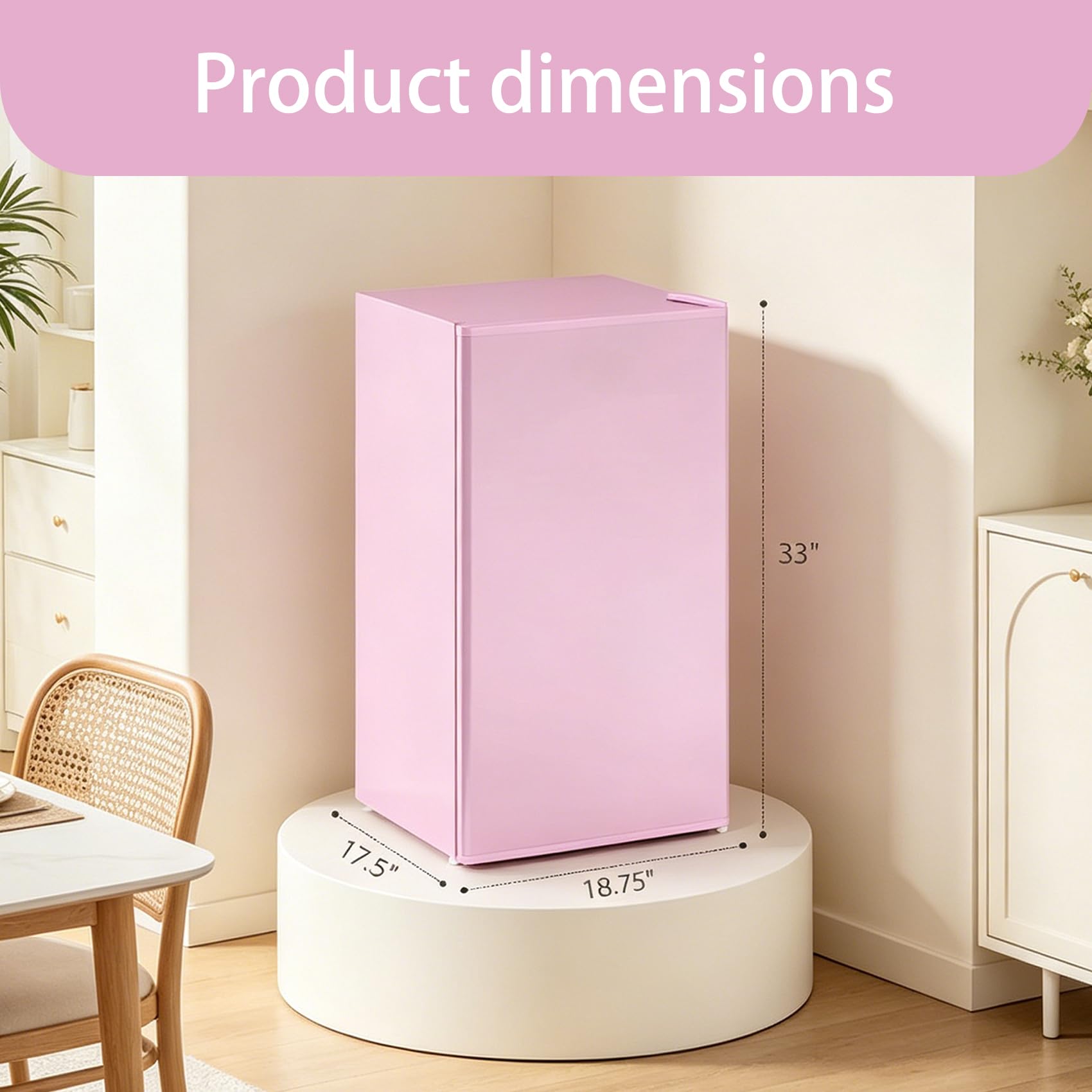Aceinheu Small Corner Freezer, 1.1 Cu.Ft Compact Upright Freezer With 5-Level Thermostat, Pink Deep Freezer For Ice Cream Or Seafood, Portable Unit For Dorm Office Bedroom Apartment (Pink B) on Fridge.com - View 2