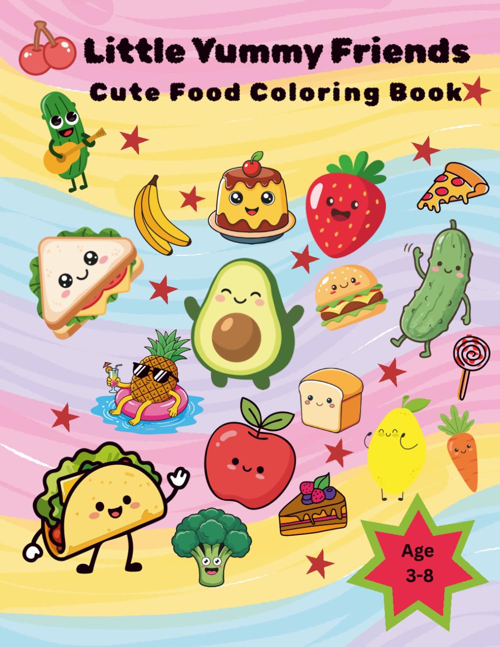 little yummy friends coloring book for kids ages 3-8: cute food coloring book