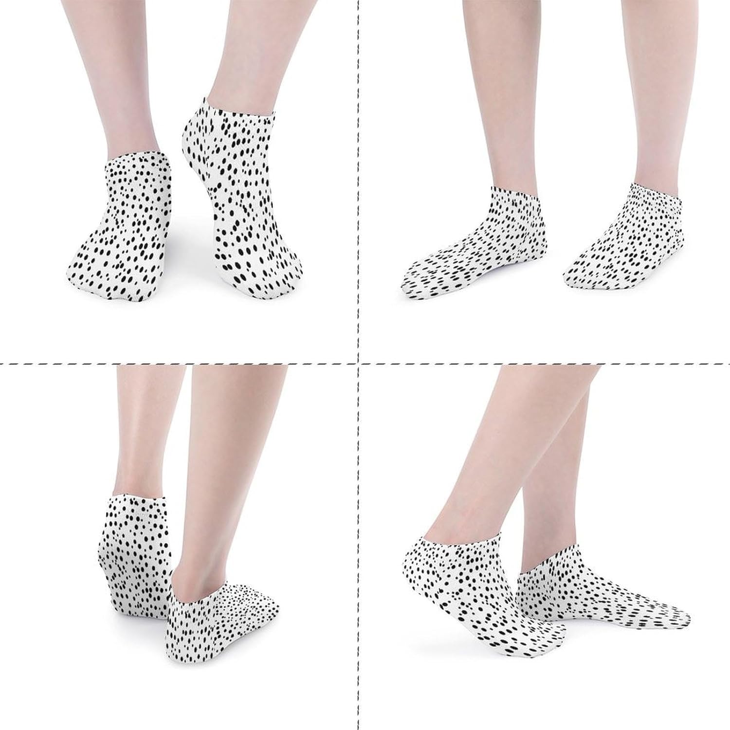 Socks for Men Women 5 Pairs Short Ankle Socks | Black And White Polka Dot Low Cut Casual Crew Sock Cute Breathable Athletic Socks Non Slip No Show Sock