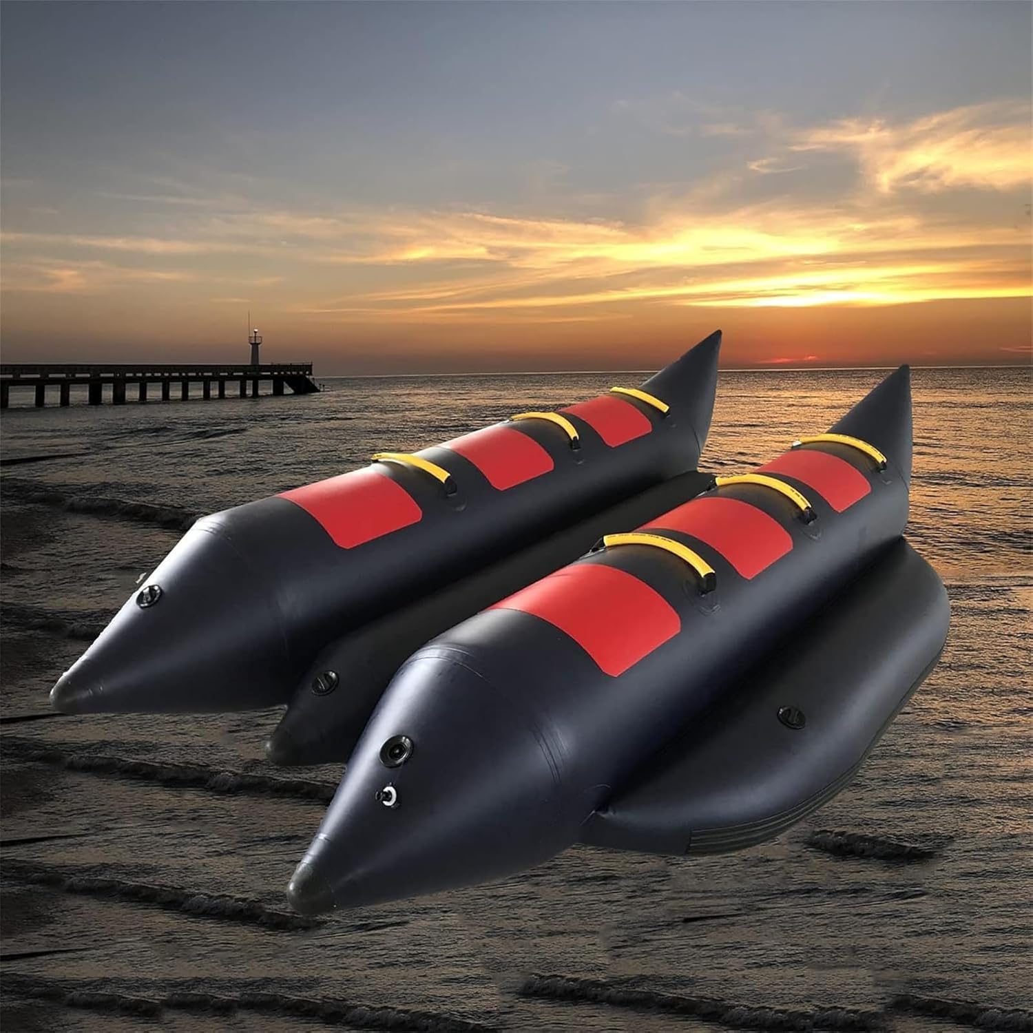 Outdoor at Sea Inflatable Banana Surfing PVC Tow Boat Towed Flying Fish Tube for Adults Water Entertainment with Air Pump