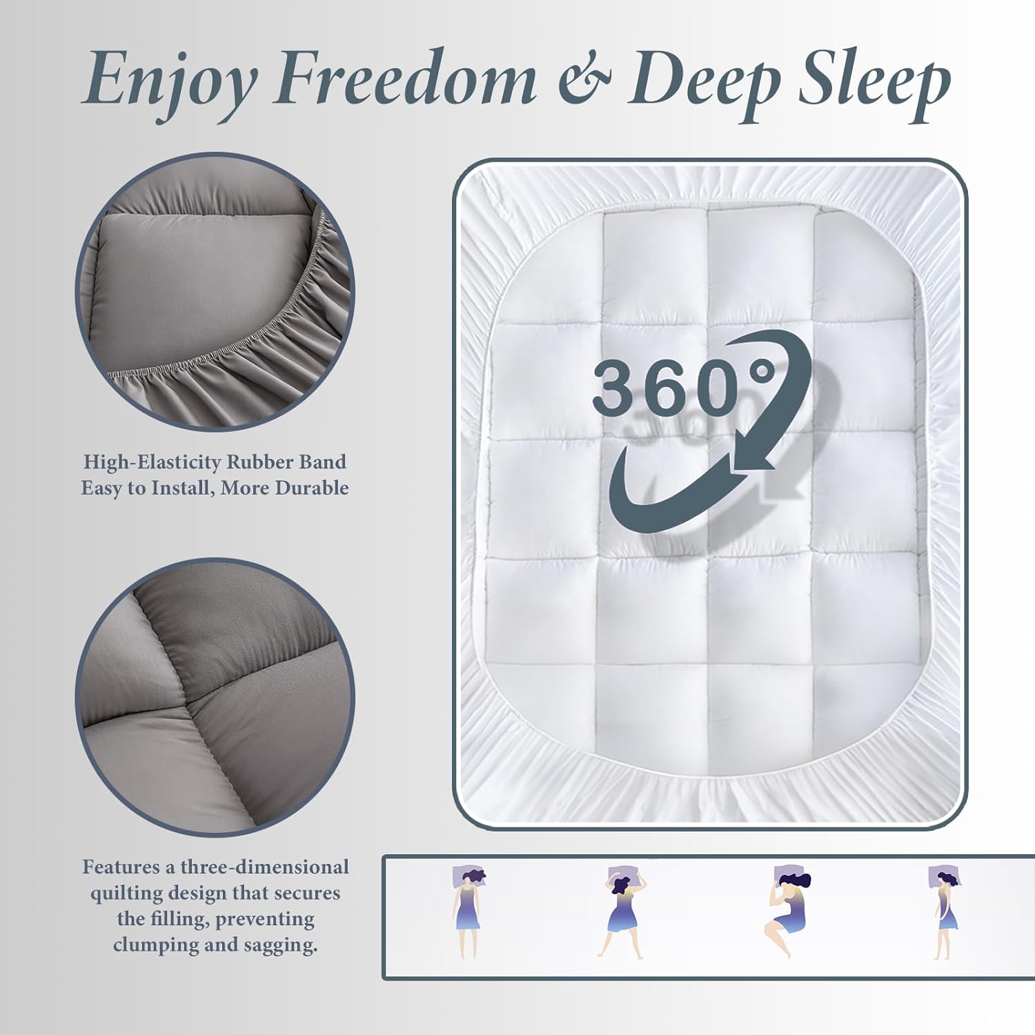 Premium Quilted 1000GSM Luxury Extra Thick Mattress Topper - Breathable & Fluffy Soft (White, King)