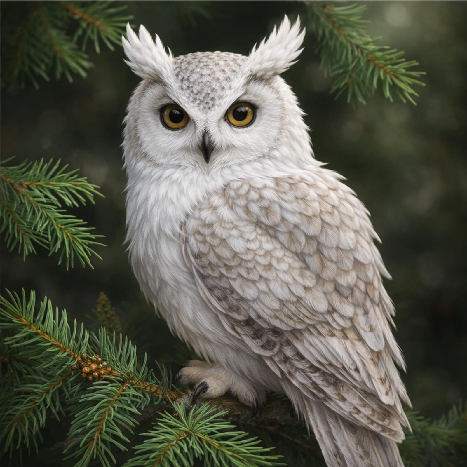 DIY Snowy Owl Paint by Numbers Kits Drawing Paintwork on Canvas 40x40cm Without Frame Canvas Oil Painting Number Painting on Canvas 15.75x15.75inch Without Frame for Adults Beginner Home Decor Gift