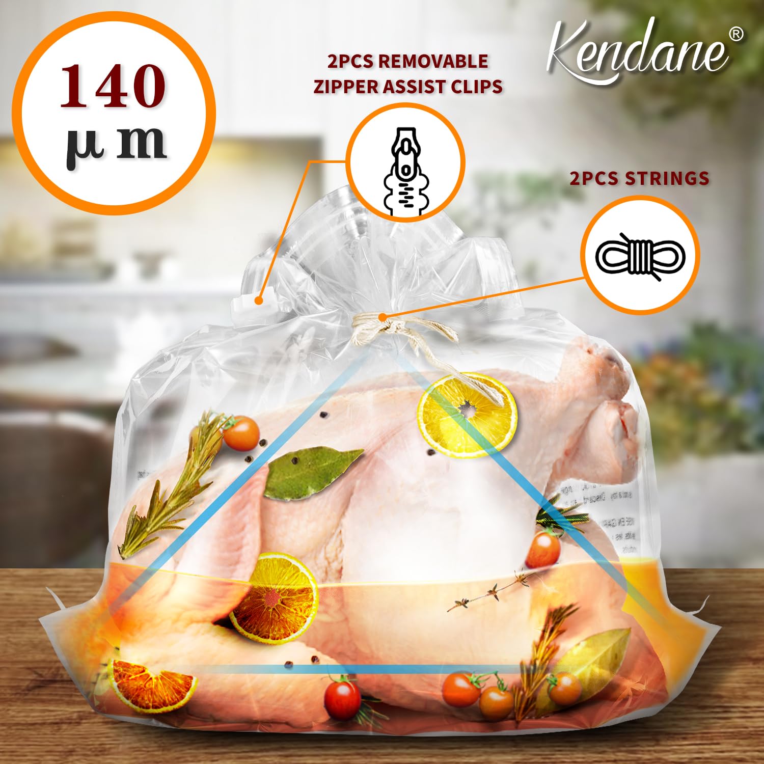 QPMR Turkey Brining Bags Set Of 2 - Extra Large Holds Up To 40lb,Thicker Brine Bags With Double Zip Lock & 2 Cotton Strings To Avoid Leaks For Thanksgiving Turkey, Chicken