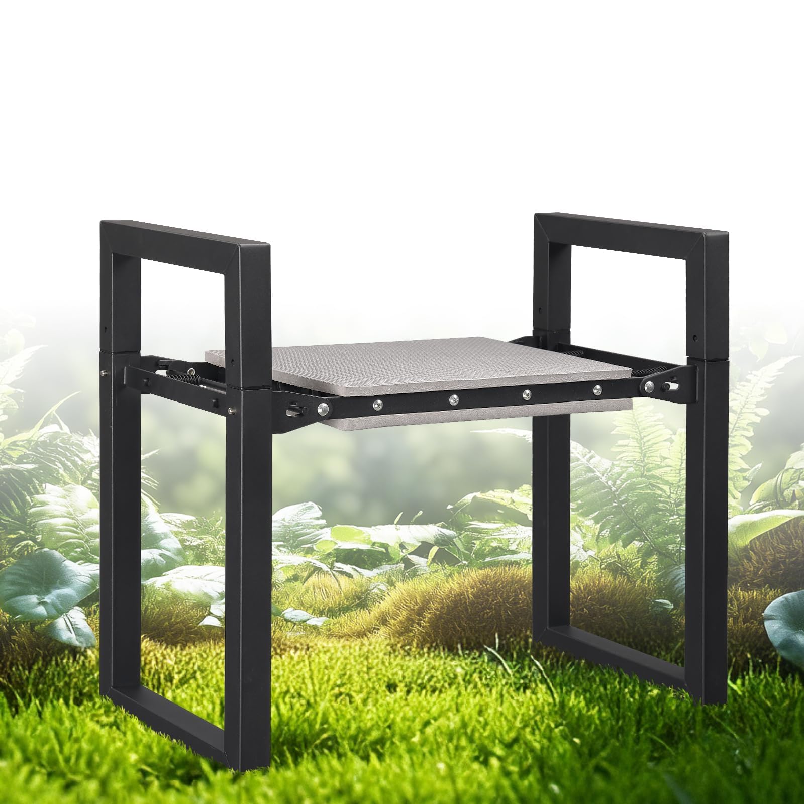 Harrms Garden Kneeler, Folding Stool, 31 cm Extra Wide Seat, Garden Stool with Comfort Padding, Perfect for Gardening, Camping & Fishing, Gift for Gardeners, Black