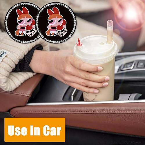 Miniatura 2 de 2 posavasos brillantes para automóvil, 2.75 pulgadas, bonitos posavasos universales de silicona antideslizantes para tazas, divertidos accesorios