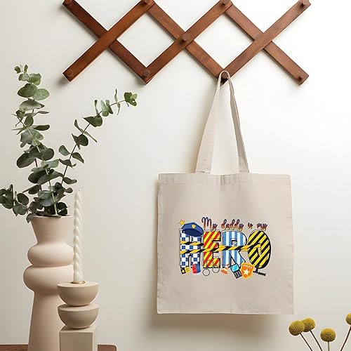 Miniatura 2 de Police Dad Gifts Officer Cop Proud Dad Officer Cop Dad Presents Gifts Natural White Multicolor Canvas Tote Bag