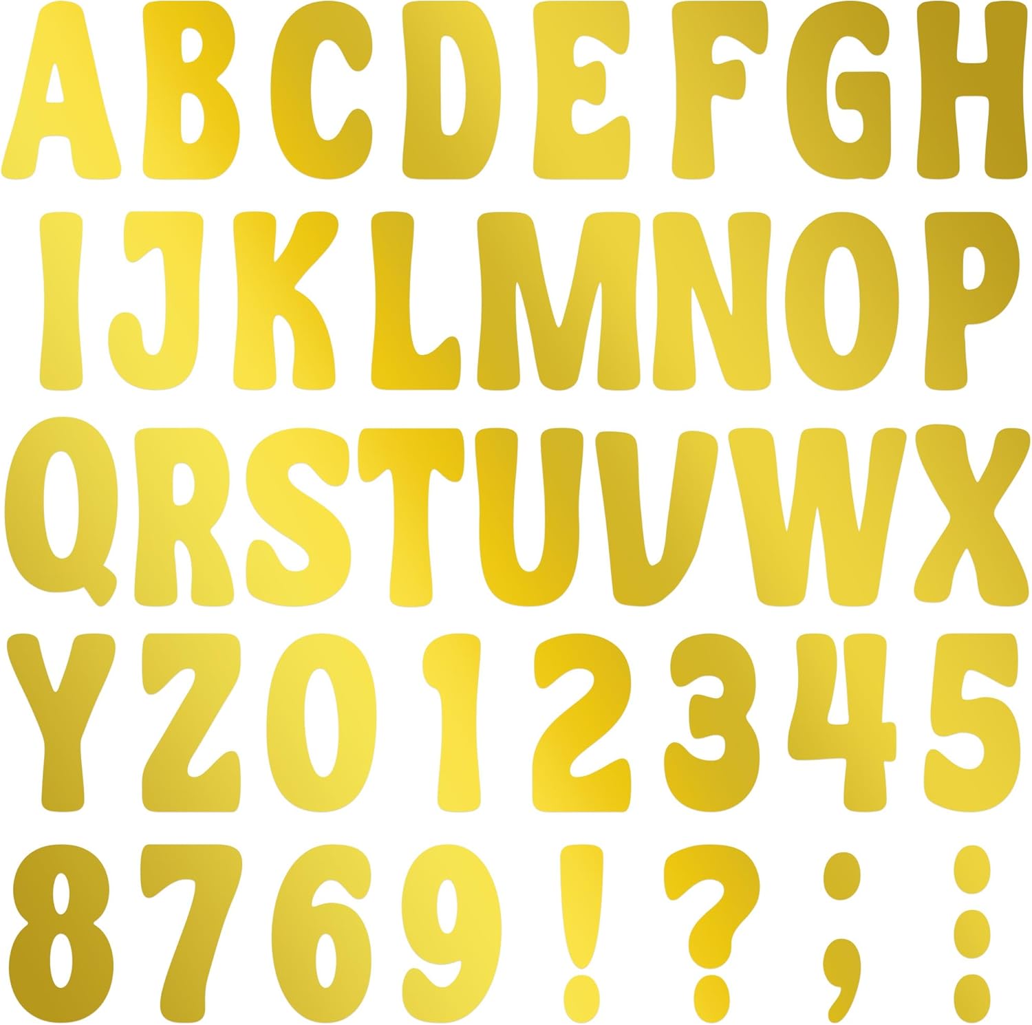 215 PCS Bulletin Board Letters 20 Sheets Letter Stickers Large Alphabet Stickers Vinyl Self-Adhesive Letters for Poster Board Mailbox Number Classroom Display Home School Decor (Gold, 4 Inch)